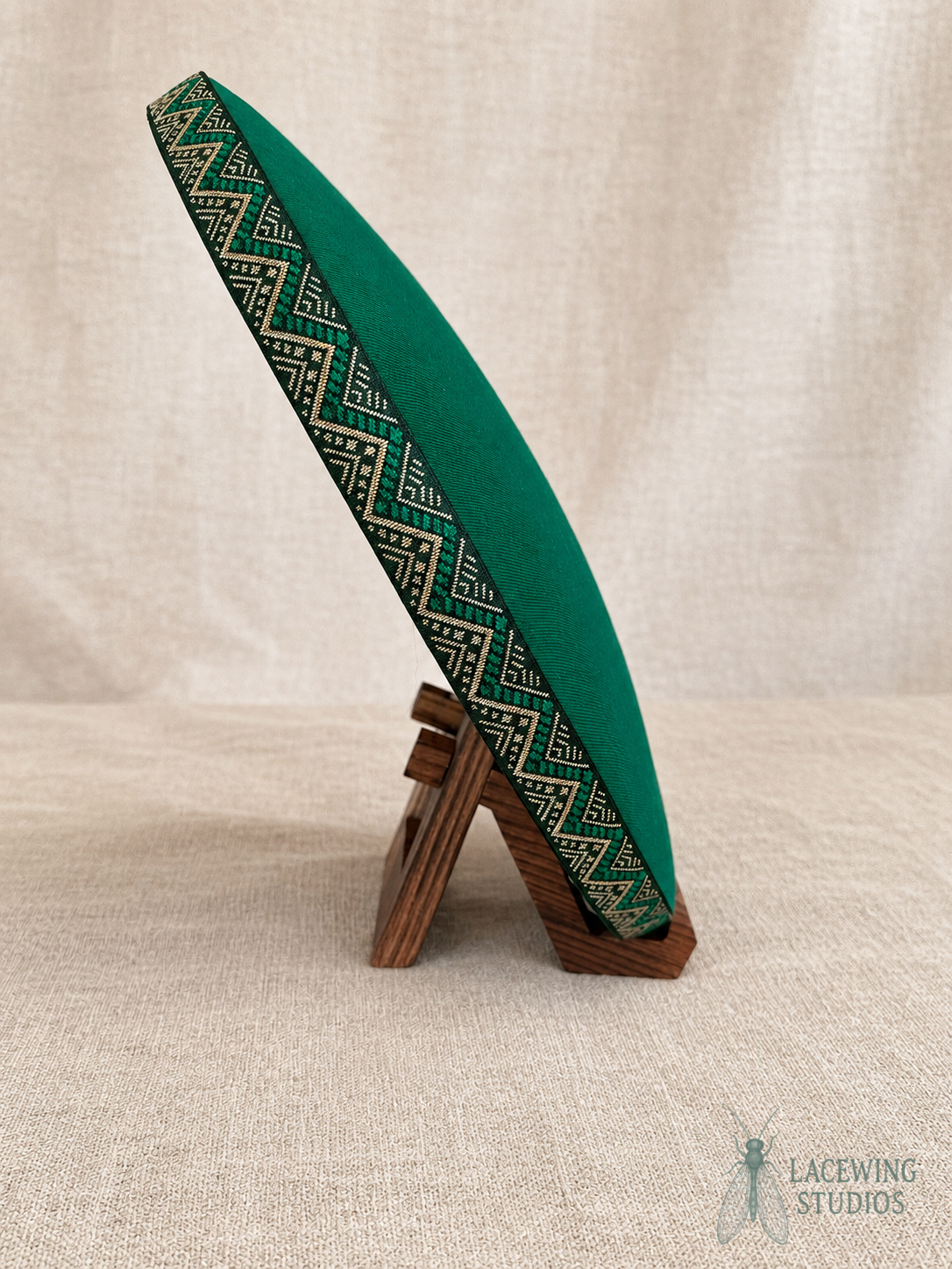 Green Geometric Trim Pillow