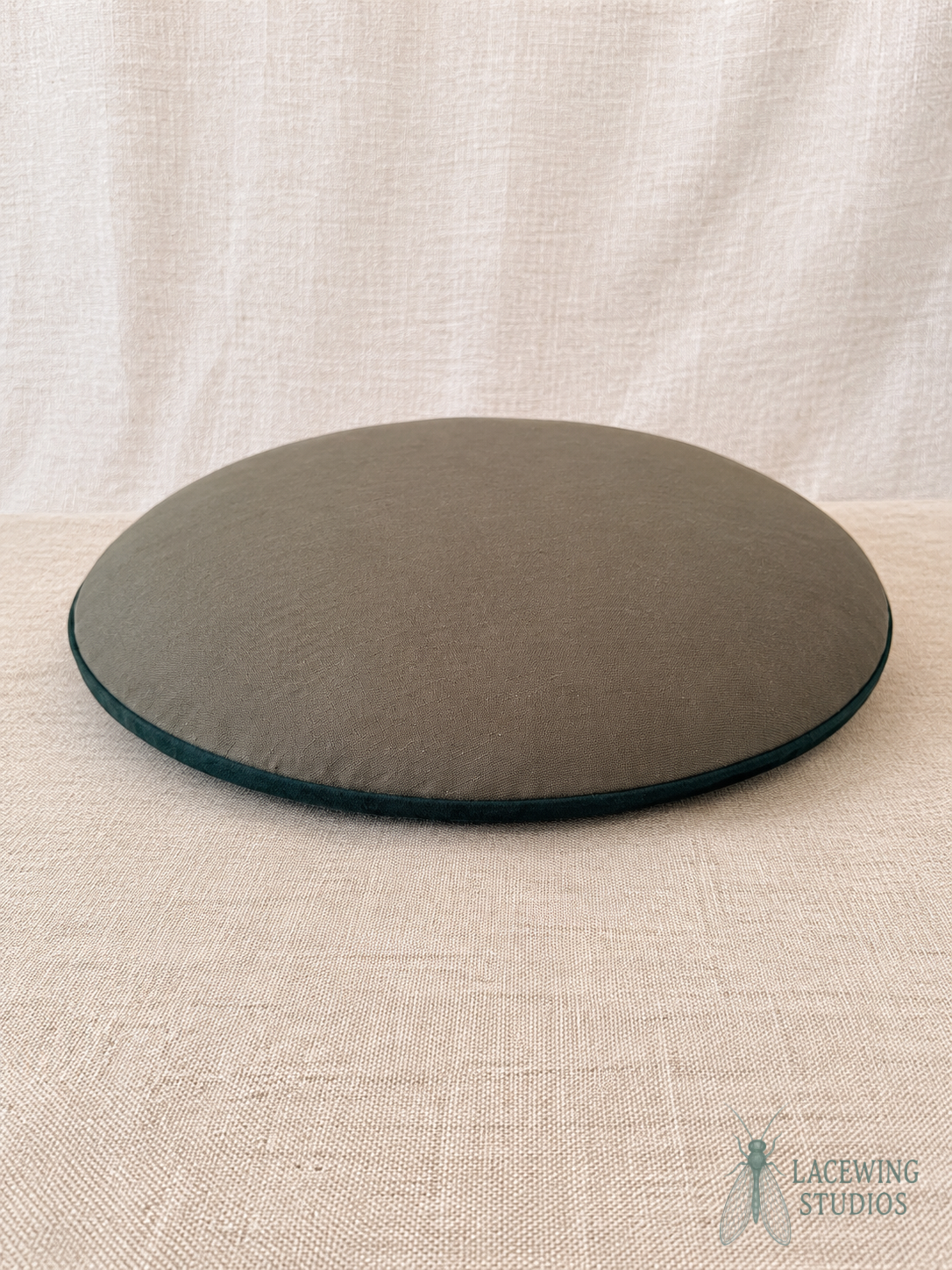 Green Velvet Trim Pillow