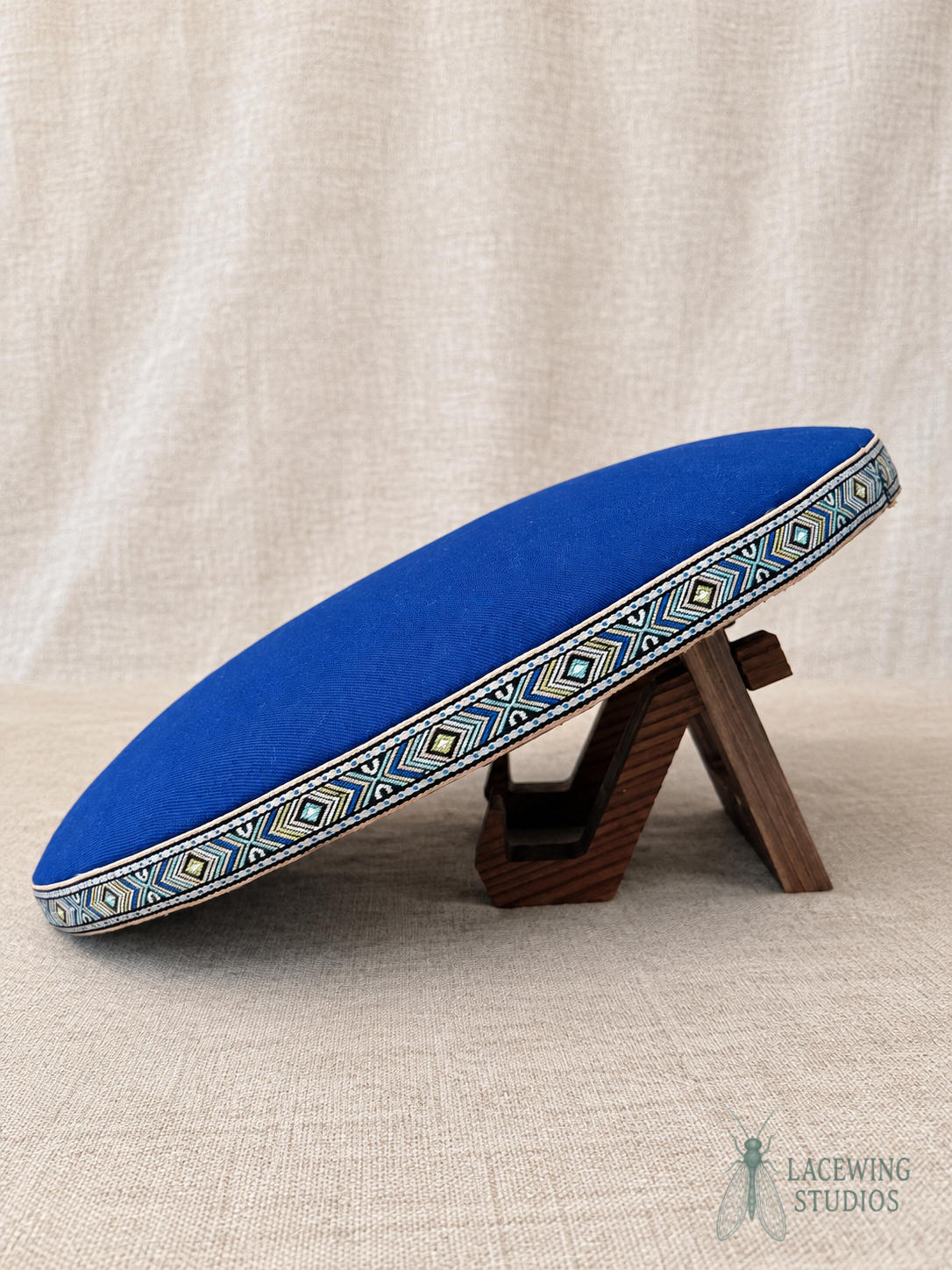 Blue Geometric Trim Pillow