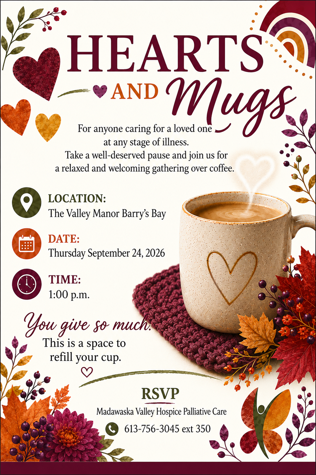 Caregiver Support Group monthy by MVHPC.  