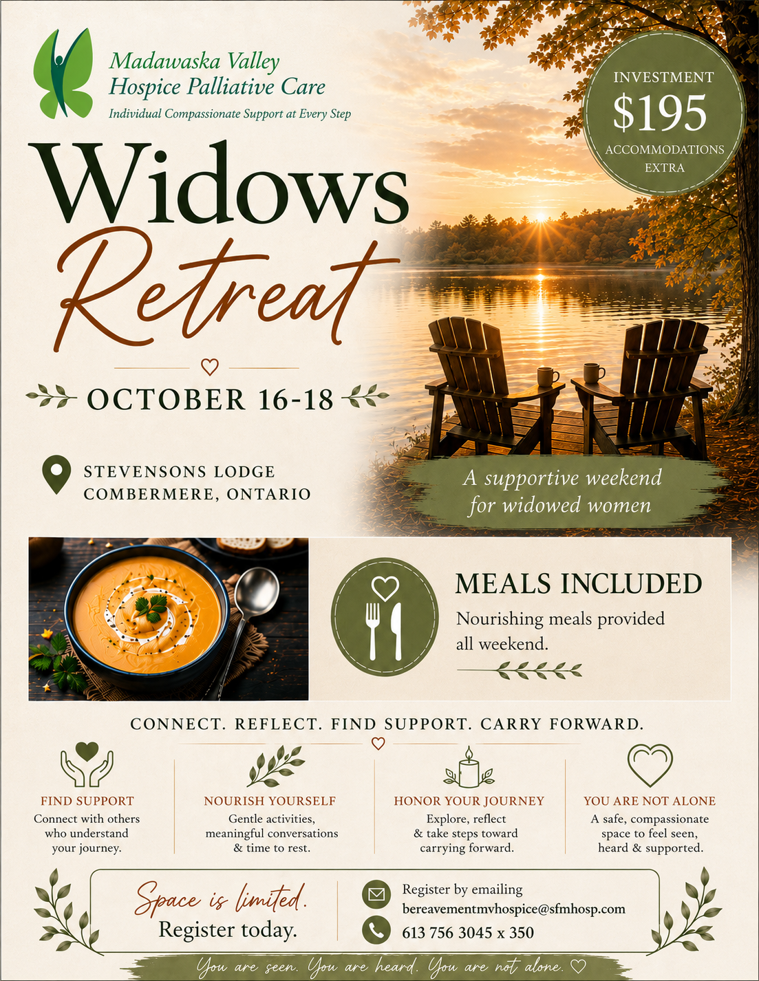 Widowed women's retreat Oct 16-18
