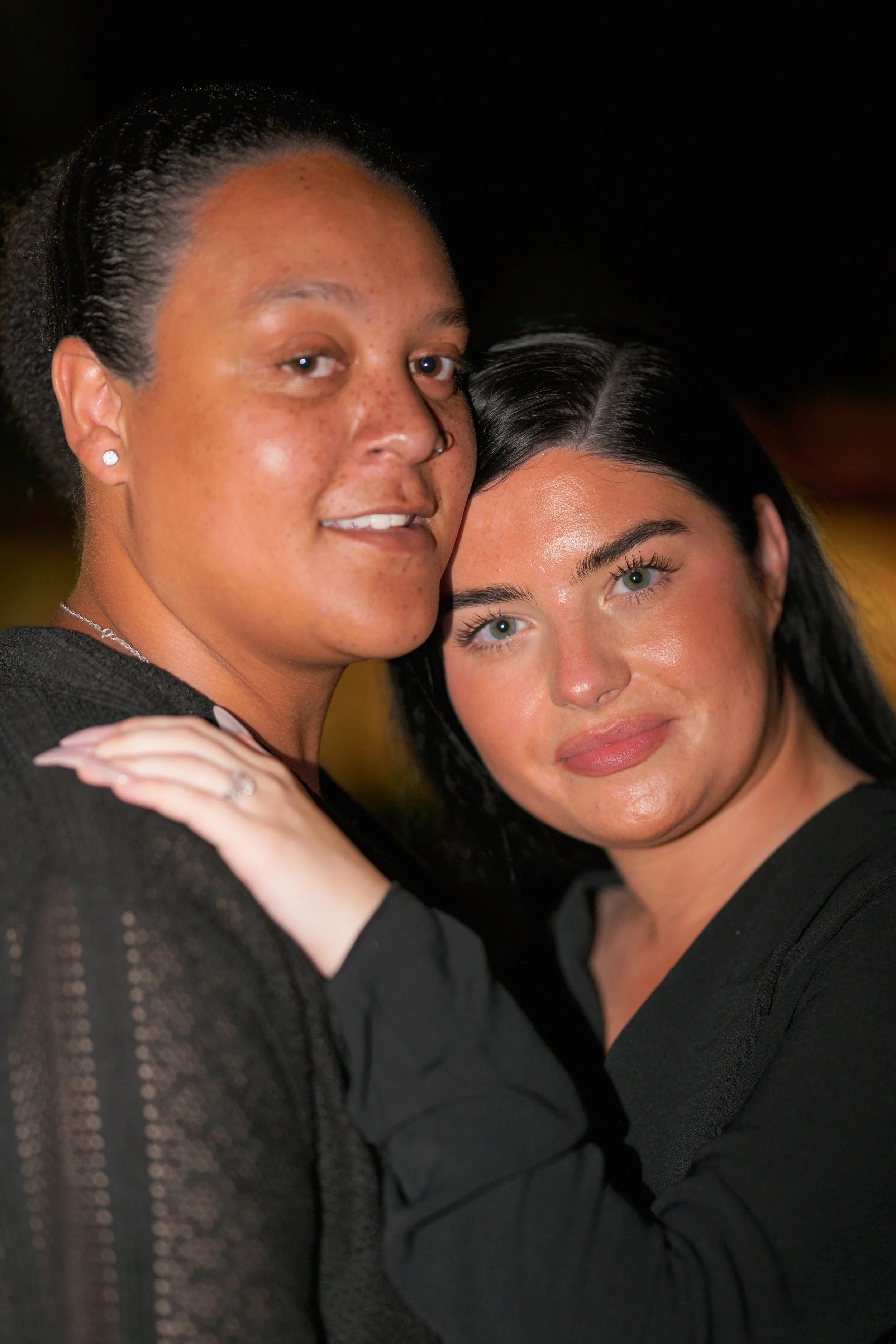 Engaged couple, night at the beach 
