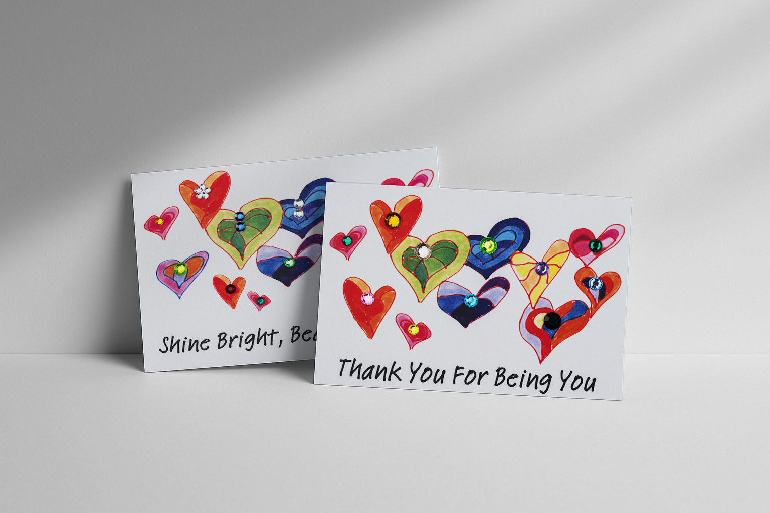 "Blinged" Heart Cards