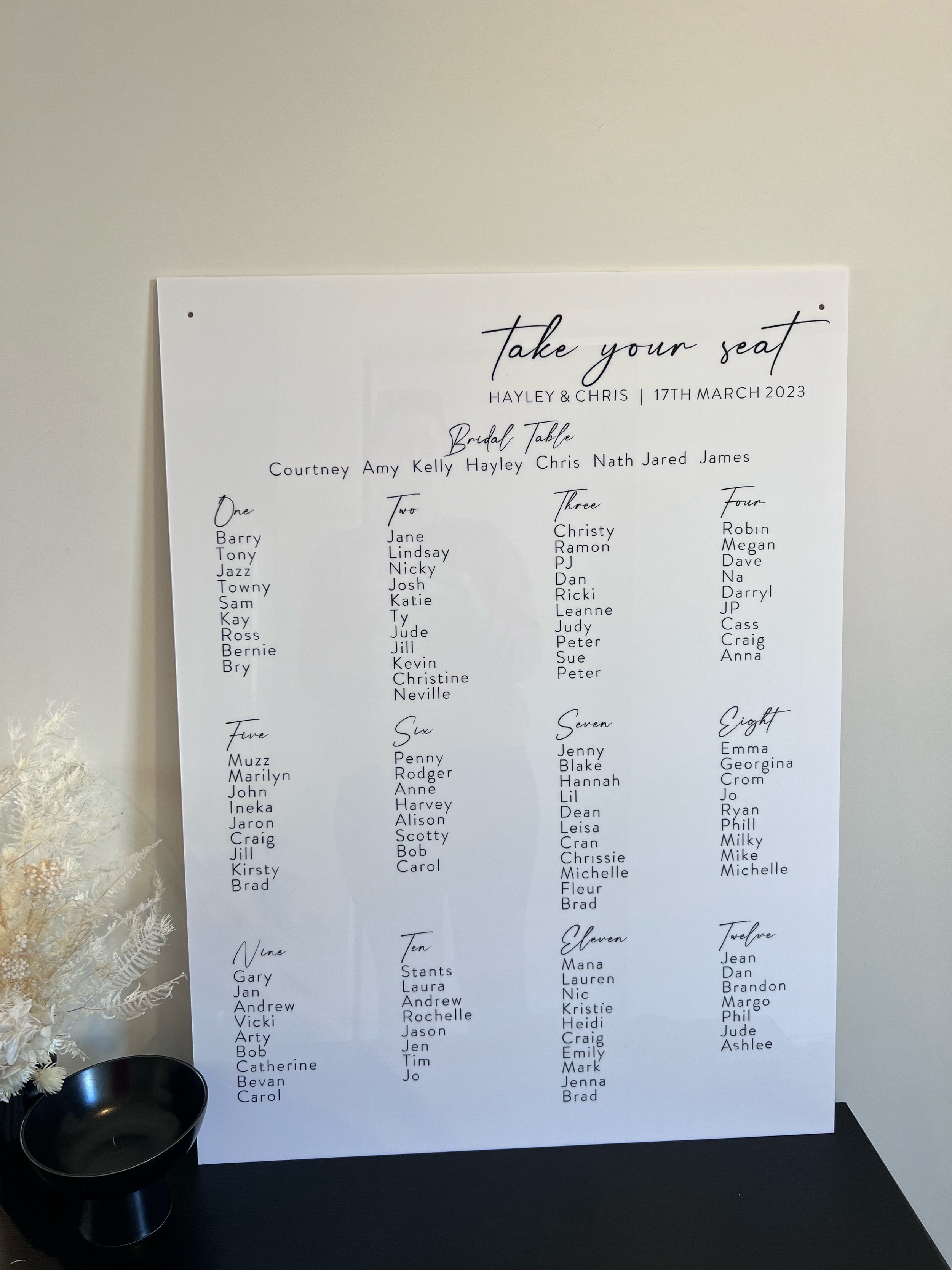 Acrylic Seating Plans