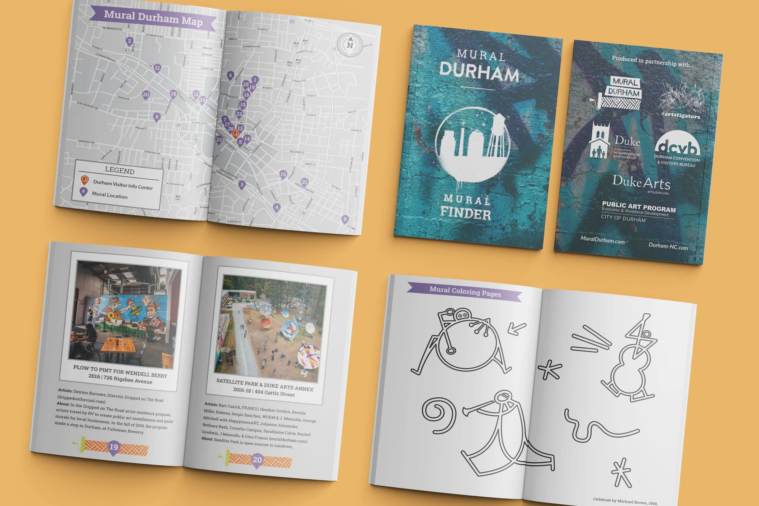 Print Publication Design for Mural Durham: Mural Finder
