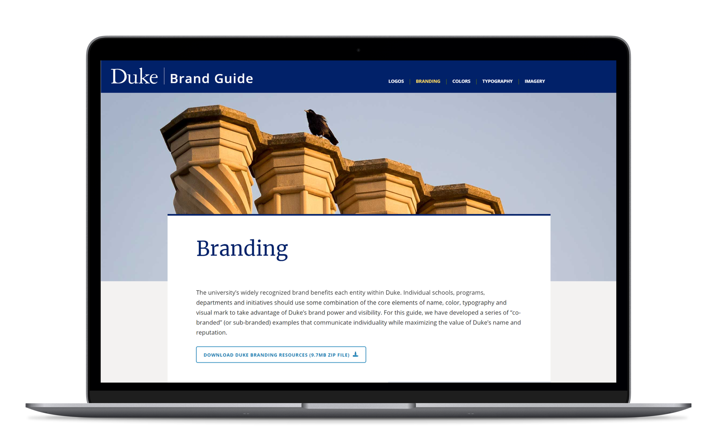 The final design of the Branding page