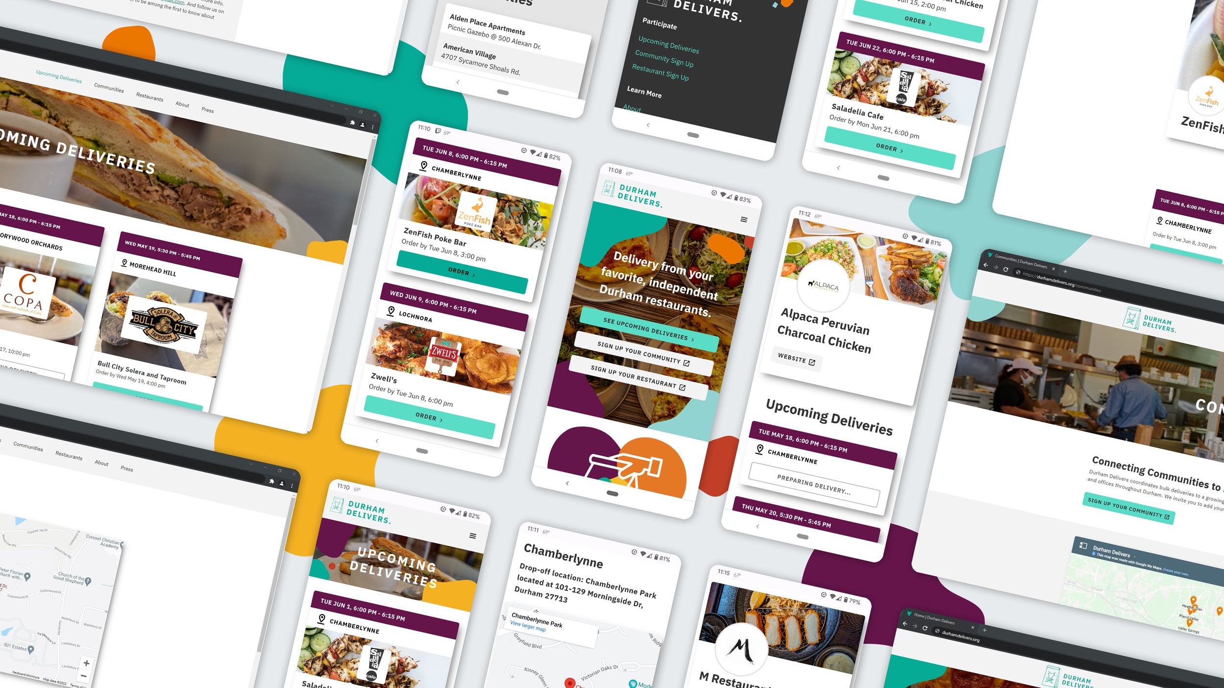 Screens from Durham Delivers web pages