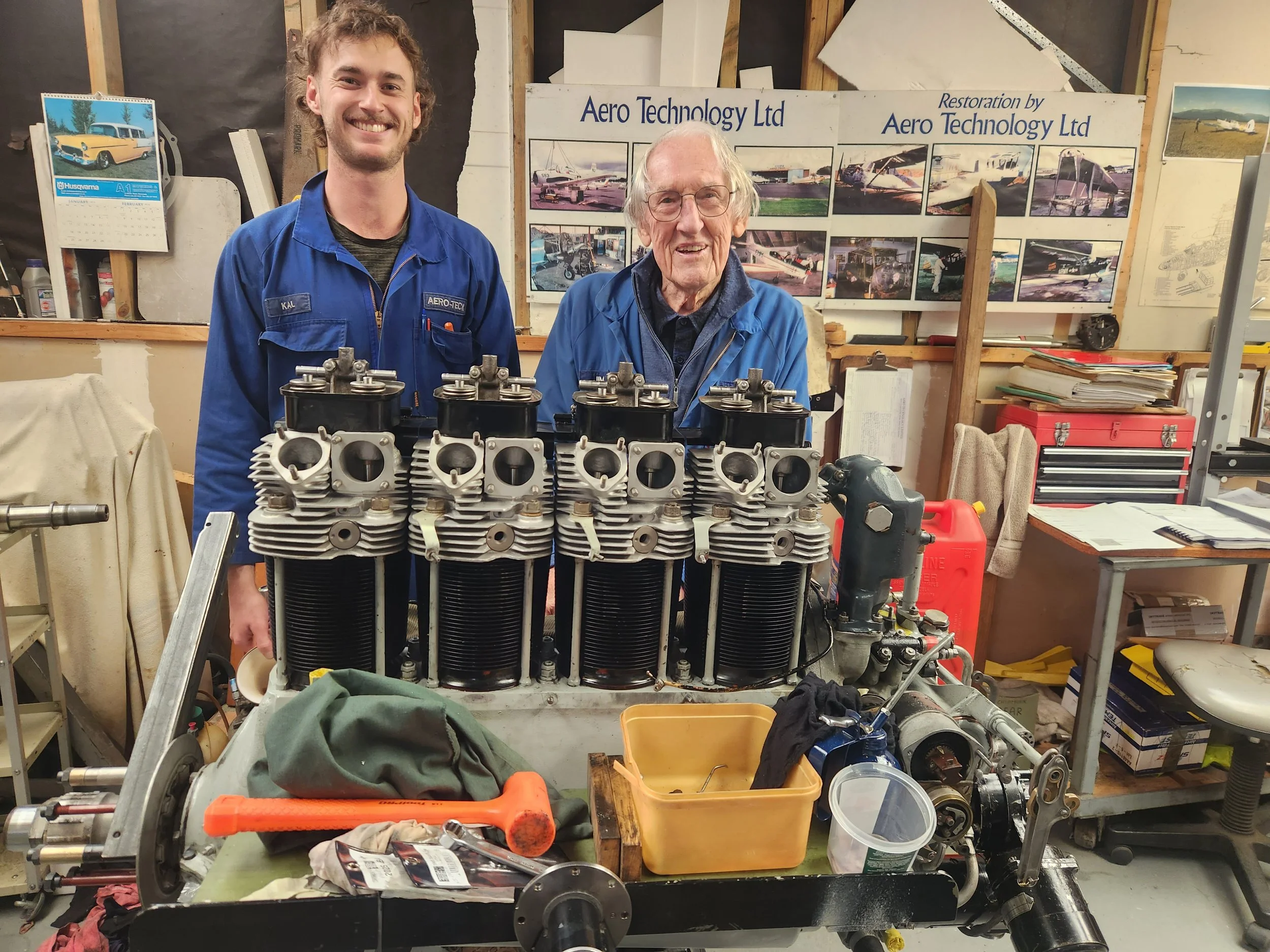 Cal and Jim at Aero Tech after engine maintenance in mid 2025.
