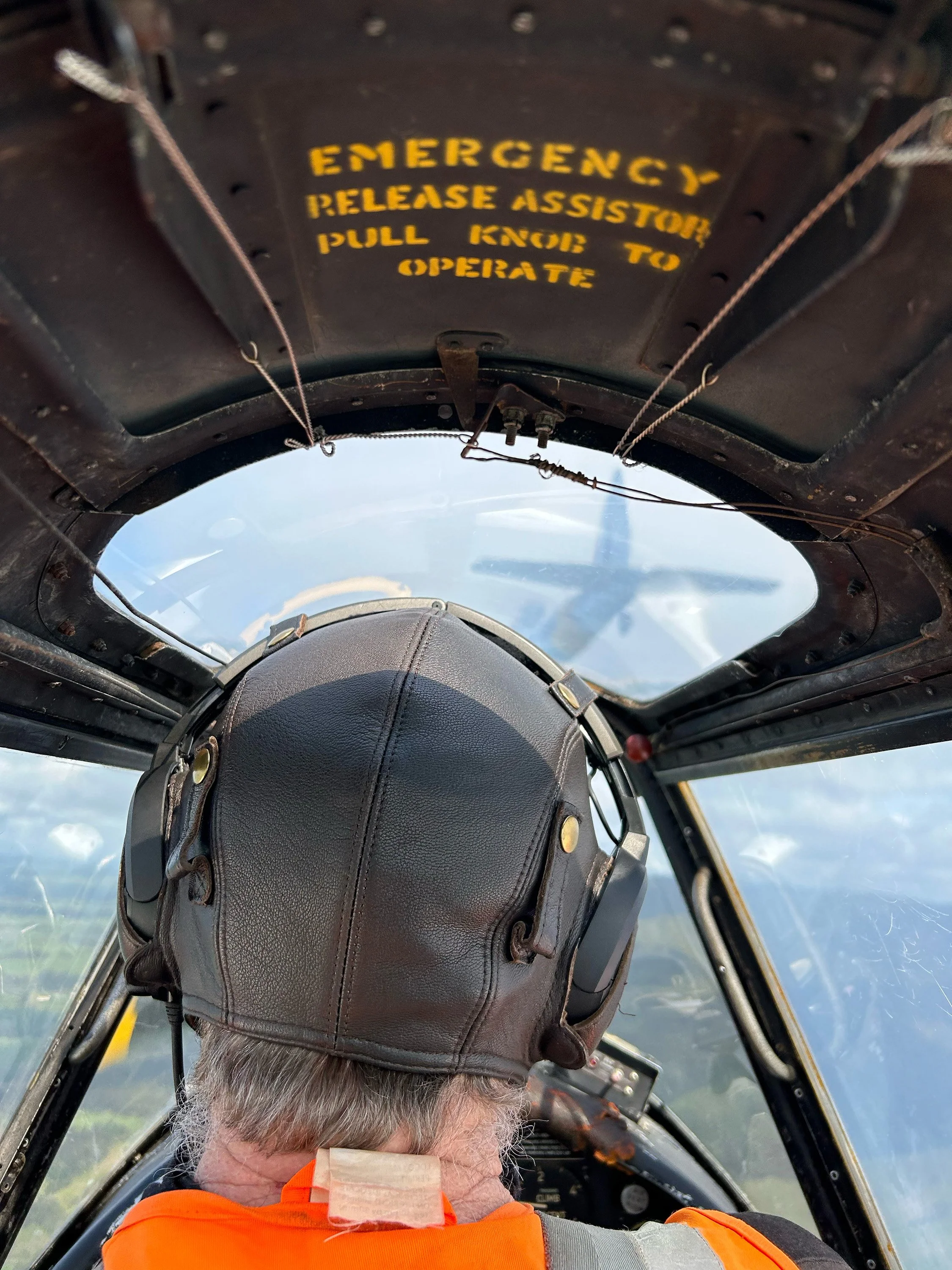 Back-seater's view of trail formation with another Chipmunk.