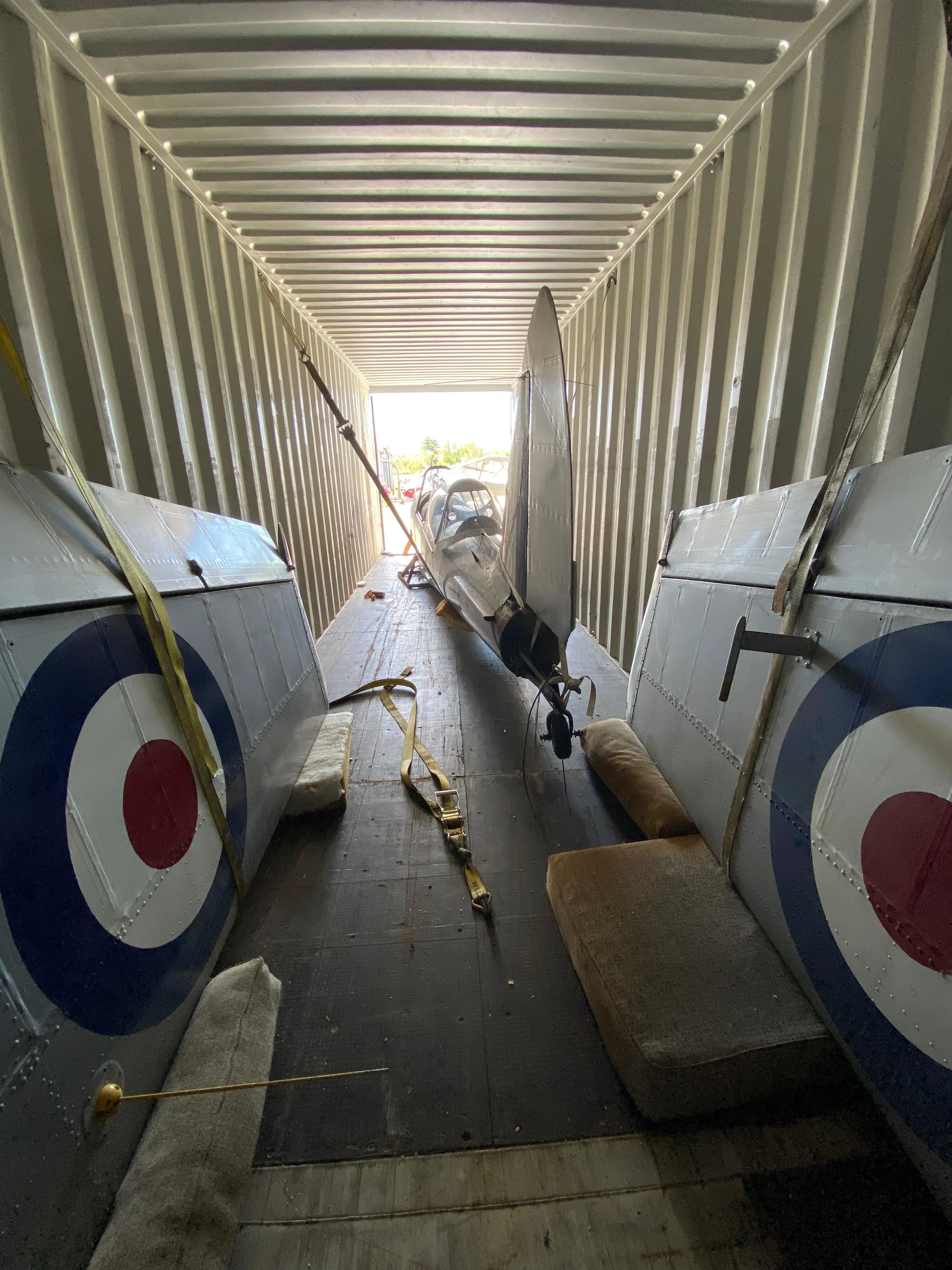 A disassembled Chipmunk fits neatly into a 40 foot shipping container.
