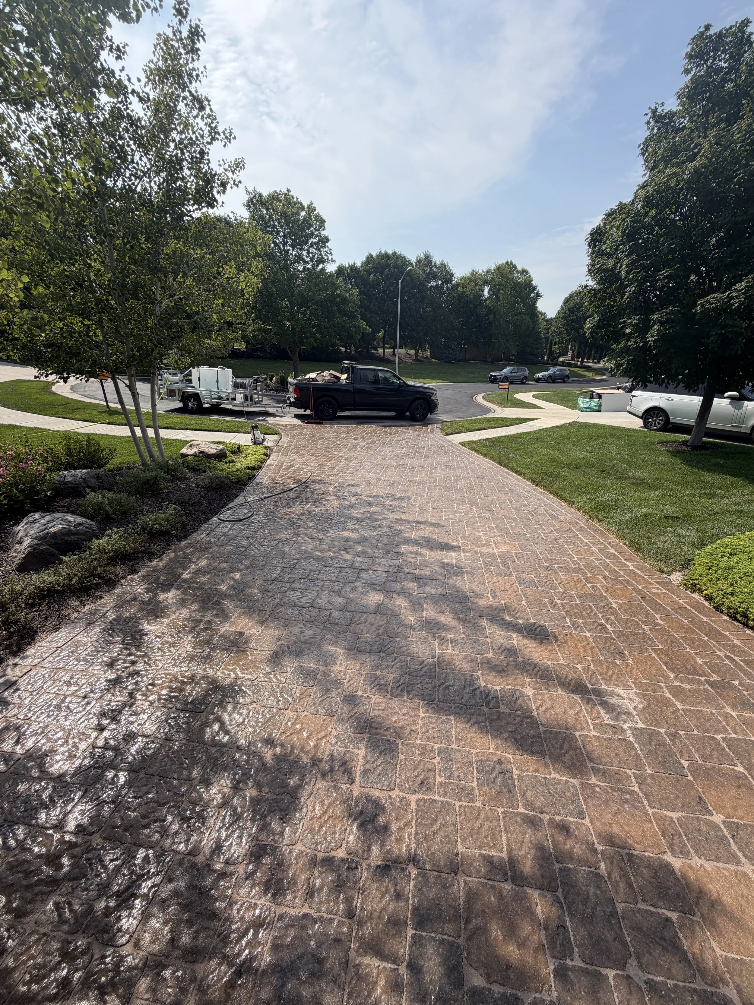 Power Washing, Sealing, and Paver Restoration on a  Leawood home