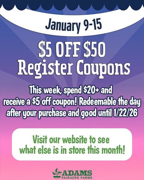 💚🎉 Customer Appreciation Perk! 🎉💚
This week, spend $20+ and receive a $5 OFF $50 coupon! 🛒💸
✨ Redeemable the day after your purchase
📅 Good through 1/22/26

Because we love treating our customers 🥰🙌