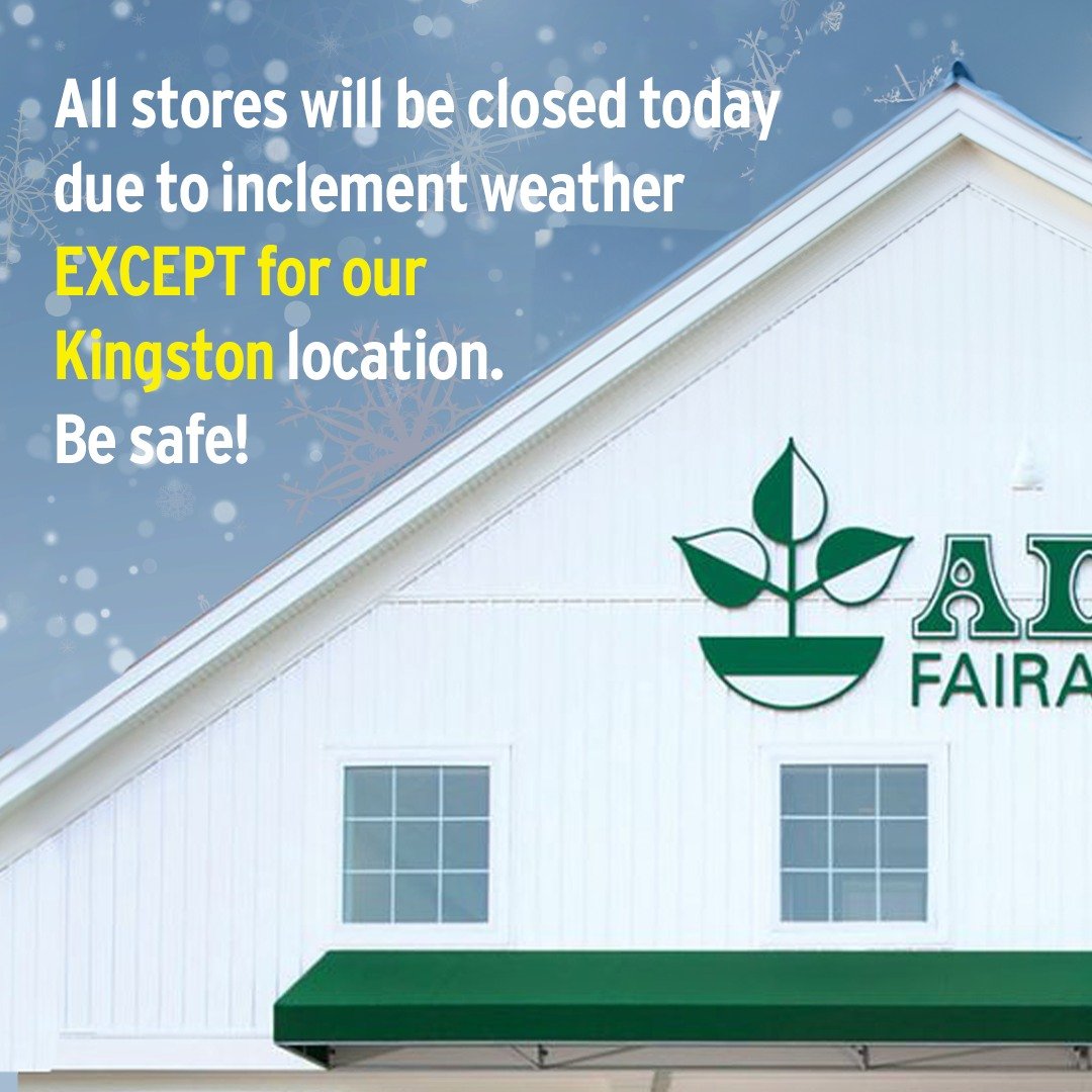 All Adams stores will be CLOSED today EXCEPT for our Kington location, they are now open for business. Please be safe!