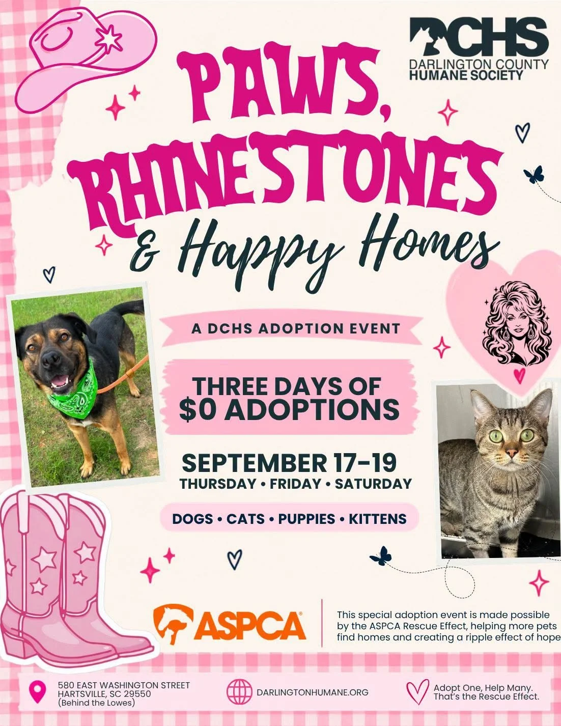 Paws, Rhinestones, and Happy Homes Adoption Event