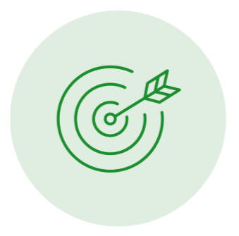 A green target with an arrow hitting the bullseye.