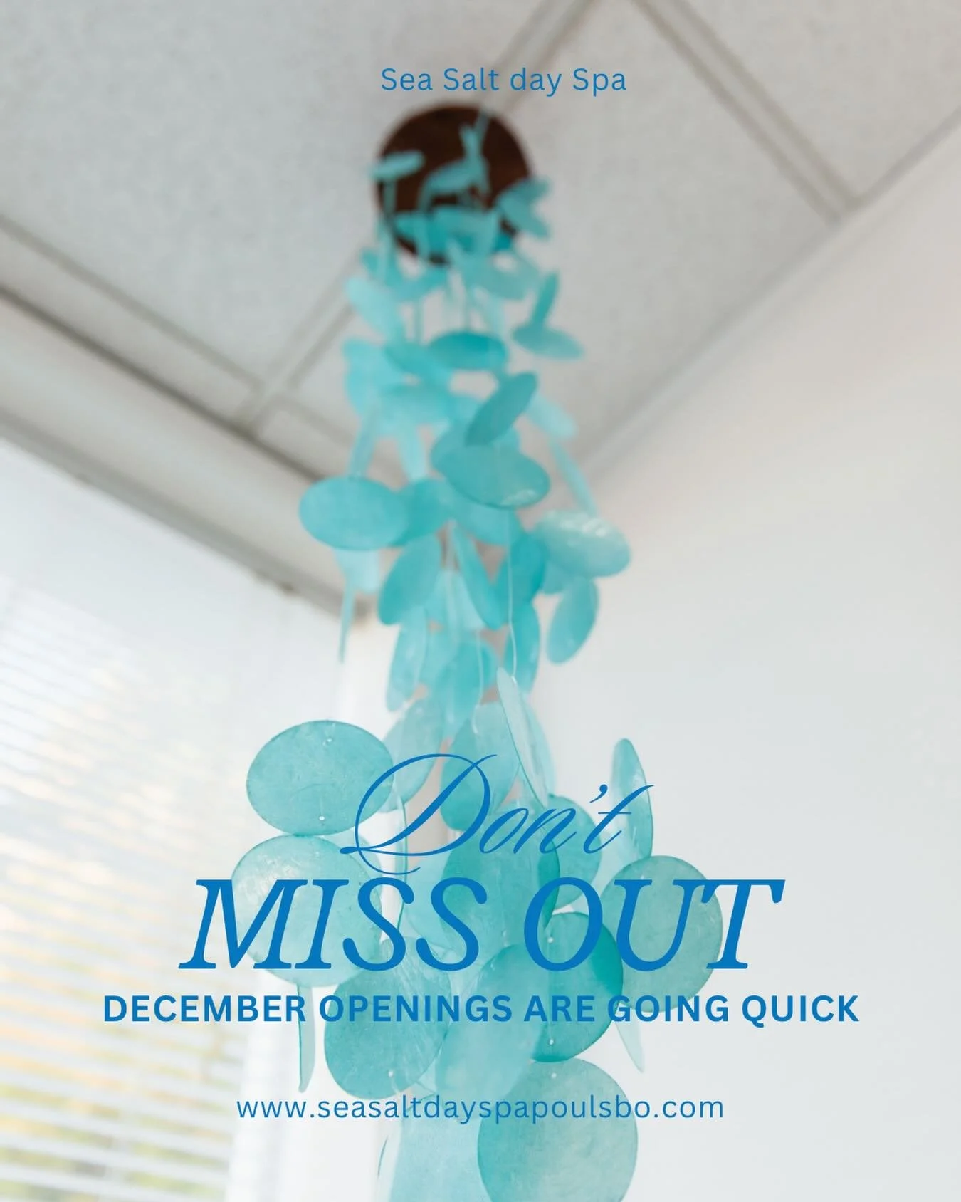 DECEMBER OPENINGS ARE FILLING FAST, 
Make sure to pre book your facial or head spa before the holidays! 

Www.seasaltdayspapoulsbo.com