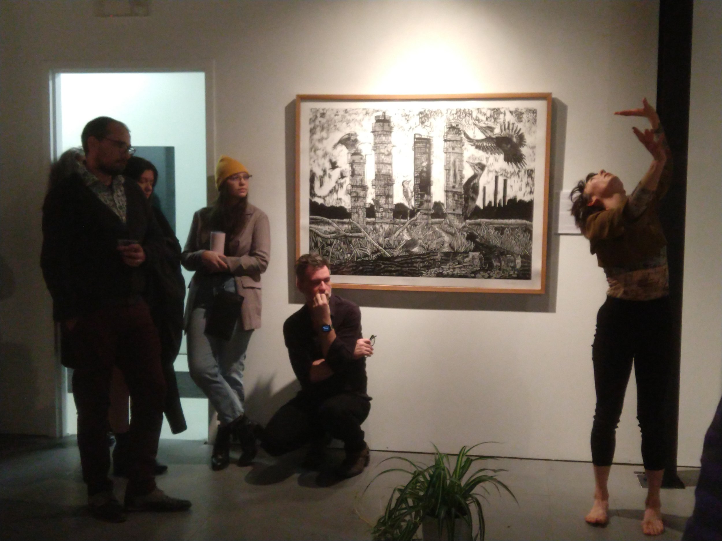 At Art of Ecological Resistance - Liminal Space Gallery during a dance performance