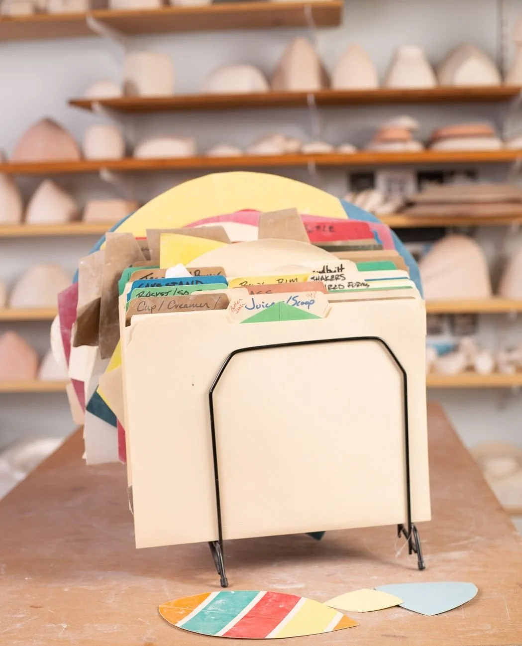 Once you have a few templates, it's essential to keep them organized. This vertical file organizer does the job nicely (the horizontal ones may limit the width of the templates you can store).⁠
⁠
Many more tips in Creative Pottery, my book about thro