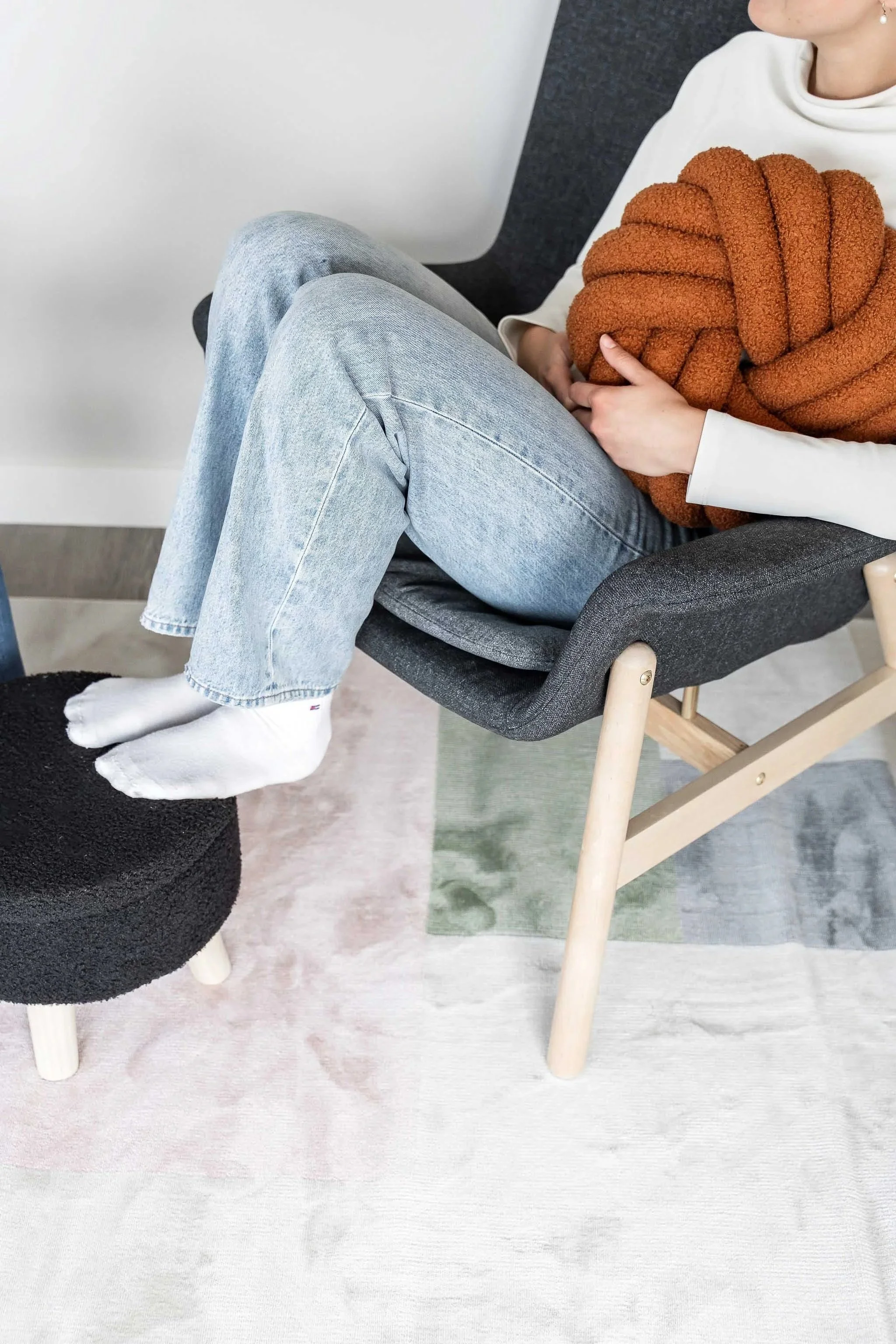 Adult client during a burnout therapy appointment in Calgary