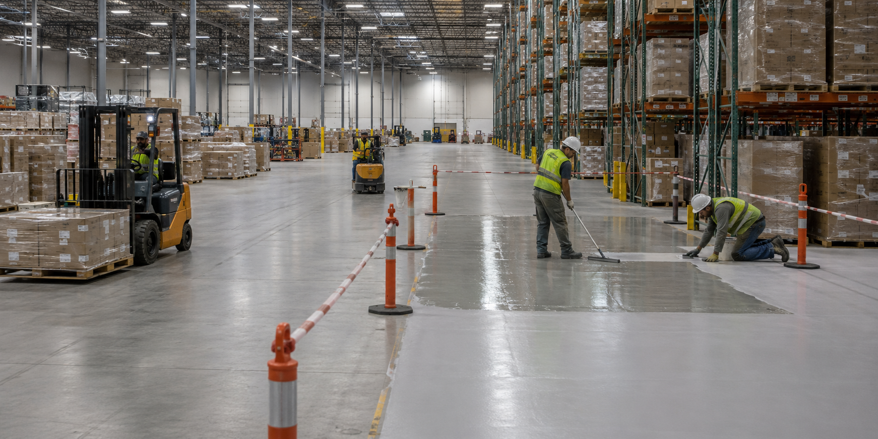 Distribution Center Flooring in Orange County: Managing 24/7 Operations Without Shutting Down