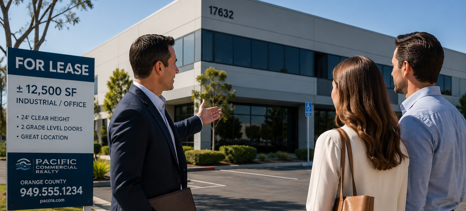 Commercial real estate broker showing an Orange County property with upgraded polished concrete flooring.png