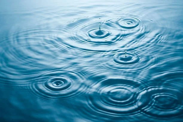 Photo of drops and ripples on water