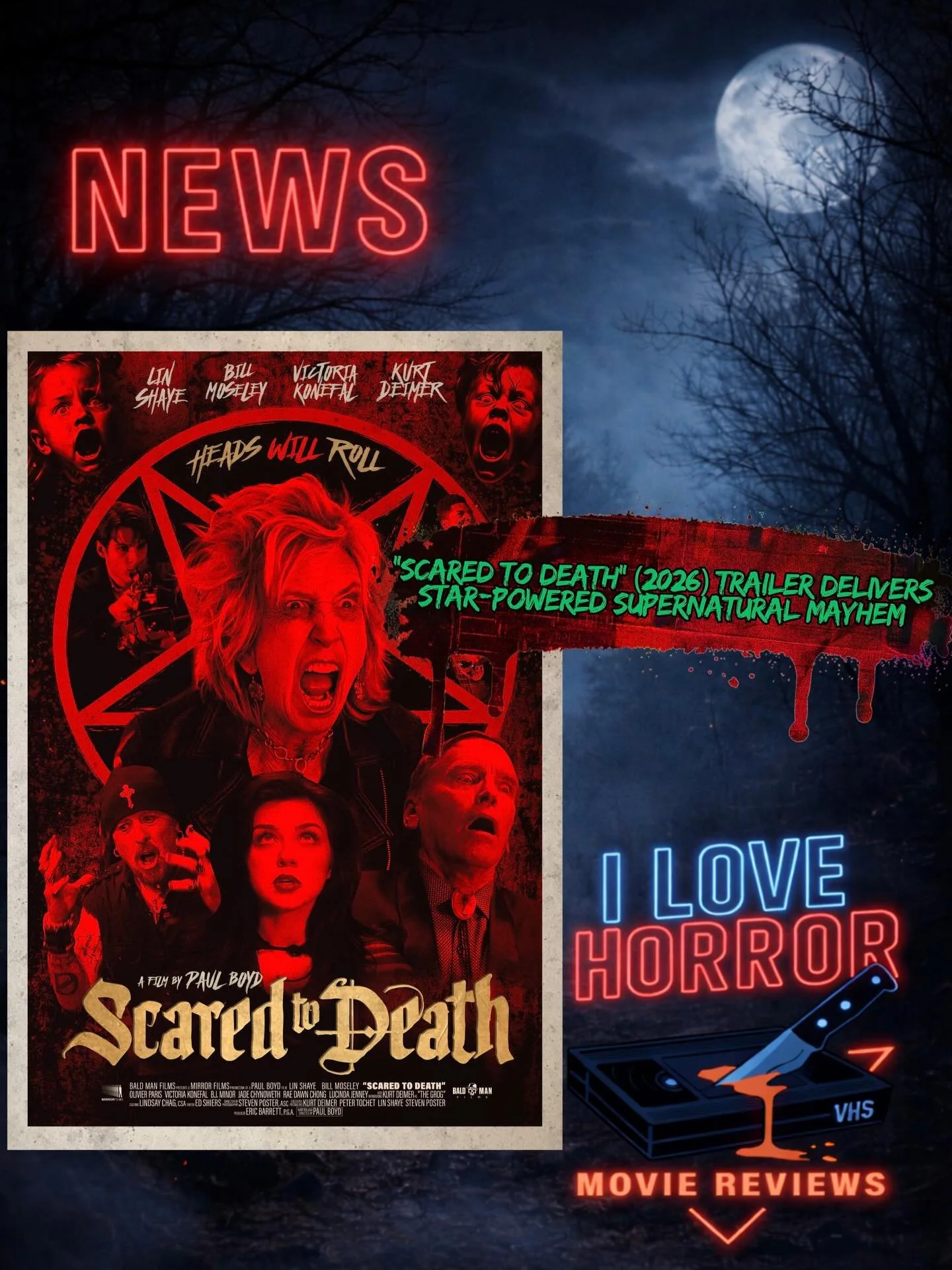 Recent news now available on the trailer release for the new horror comedy from @pauldirects @scaredtodeathmovie is now available on my site (link to article in stories). The movie stars @mslinshaye @choptopmoseley @oliviergparis @victoriakonefal @ku