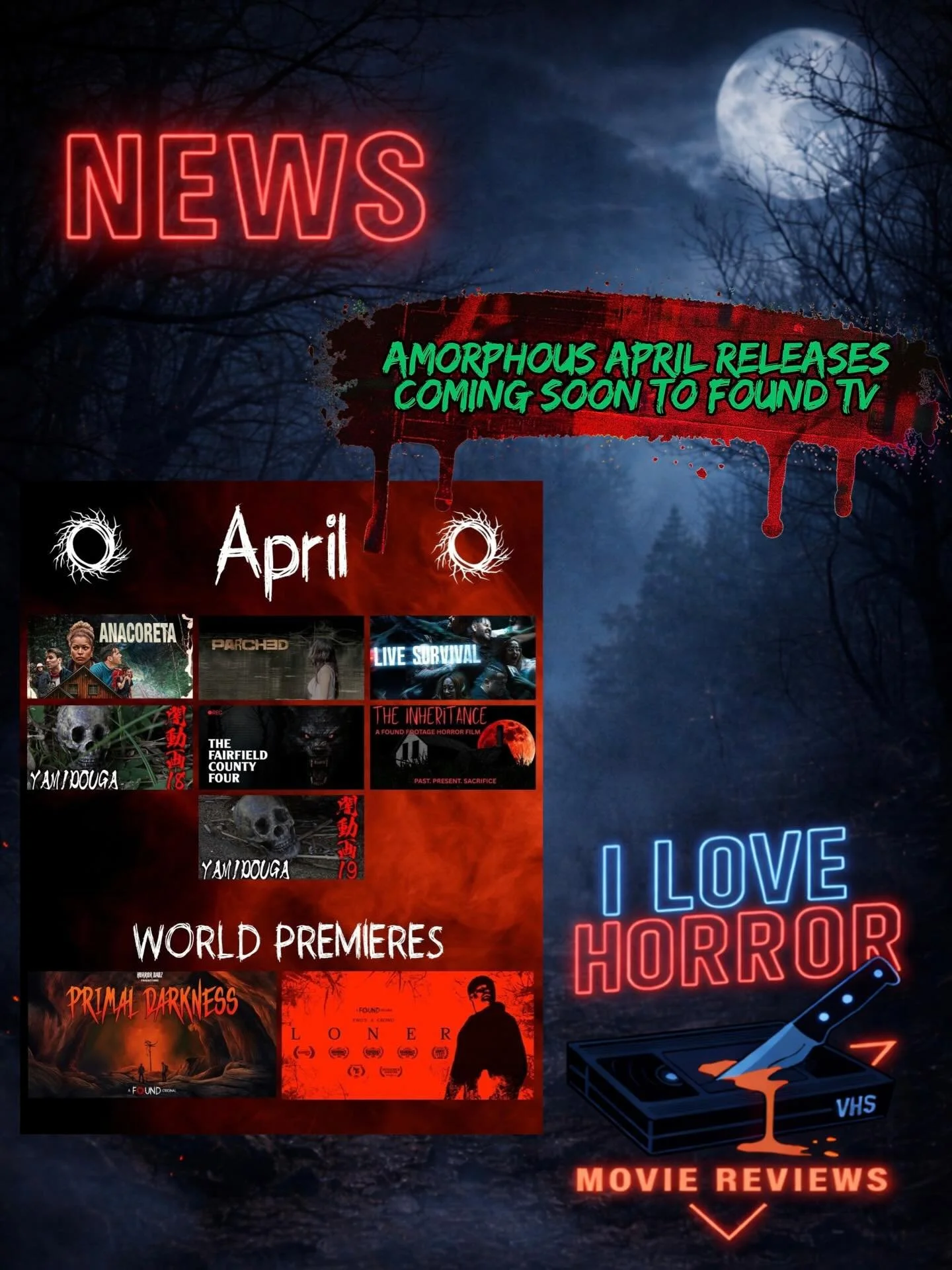 New article announcing @watchfoundtv newest line up for April. Check it out and be ready for a great month of found footage horror.

#ilhmreviews #foundtv #foundfootagehorror #horror #horrornews