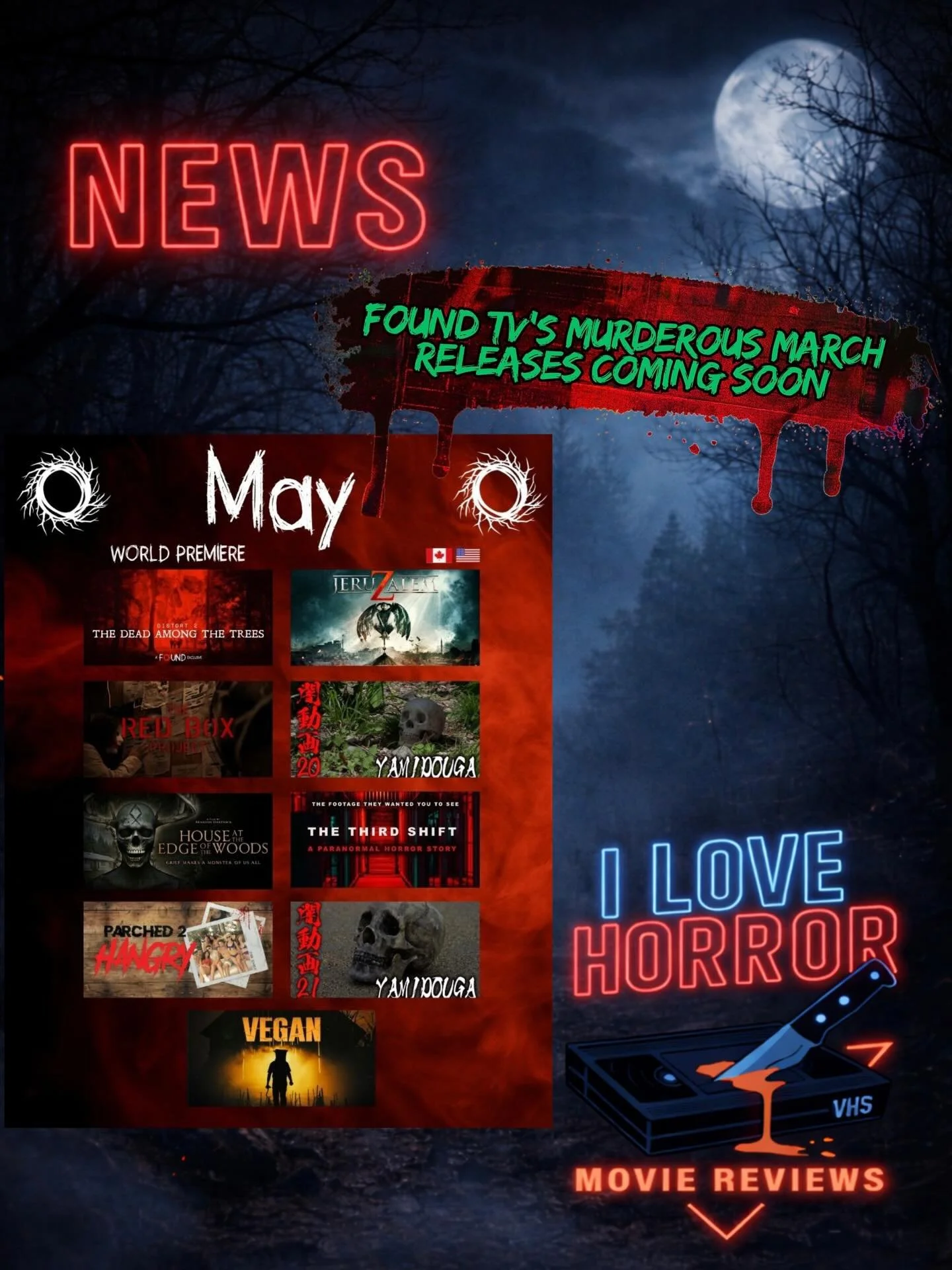 Check out my recently released news article announcing @watchfoundtv May line up! What one are you looking forward to the most? Let me know in the comments.

#ilhmreviews #foundtv #foundfootage #foundfootagehorror #horrornews