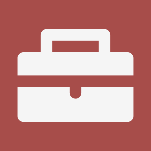 Icon of a white toolbox on a brown background