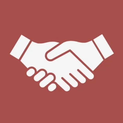 Illustration of a handshake between two people with sleeves.