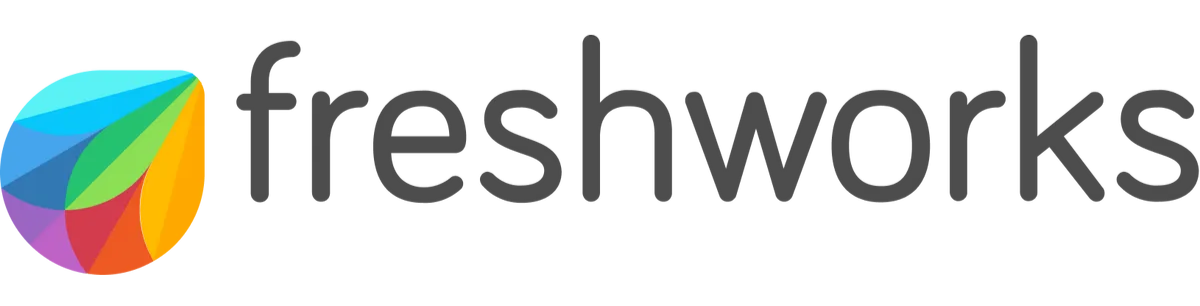 Freshworks logo with colorful leaf-shaped icon and black text.