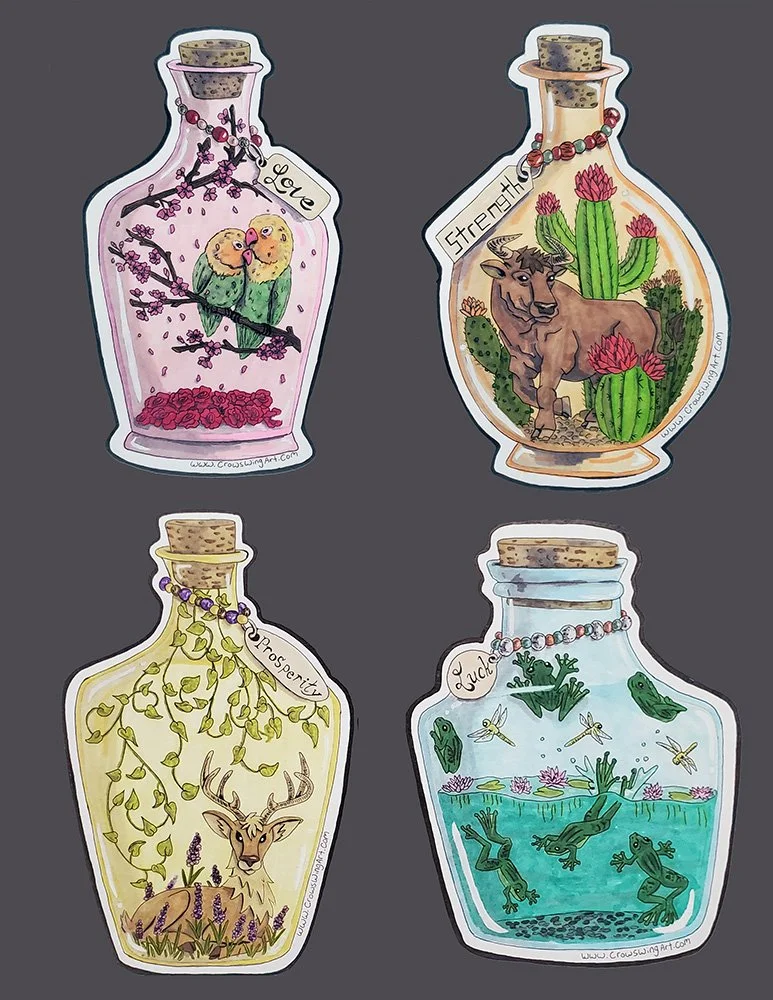 Potion Pets: Love, Strength, Prosperity, Luck (Stickers)