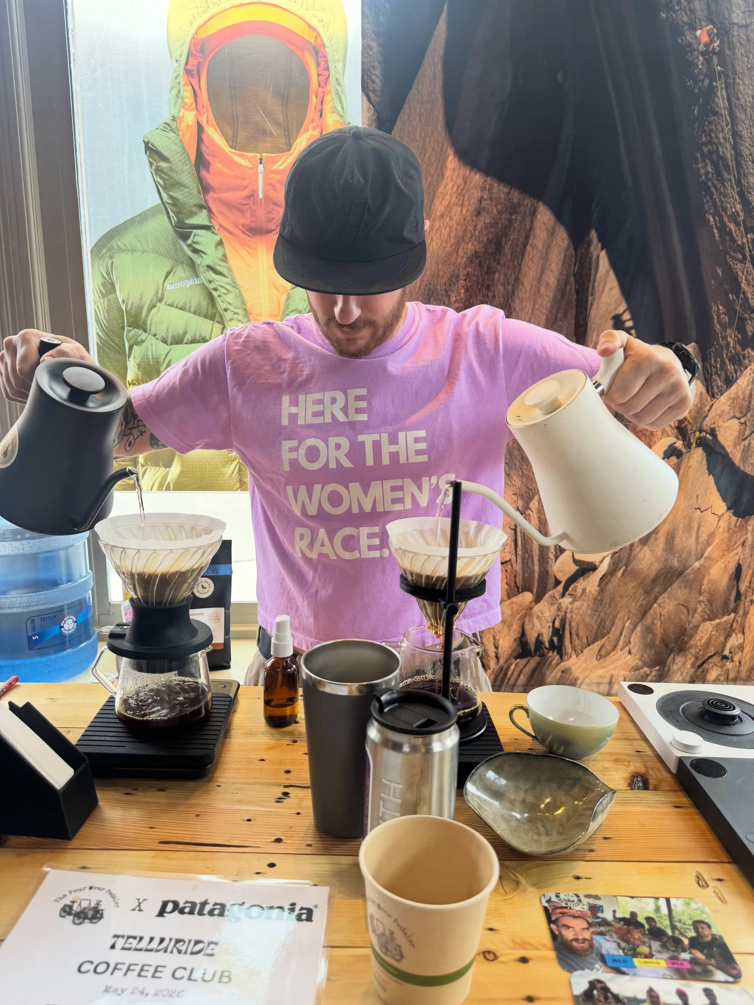 Yesterday I got the call from @patagonia.telluride to pour coffee for two multitalented athletes/writers/photographers. @julia.cassou who presented her inspiring story of being on big walls and adventuring to &ldquo;get the shot&rdquo;. @rockguideoft