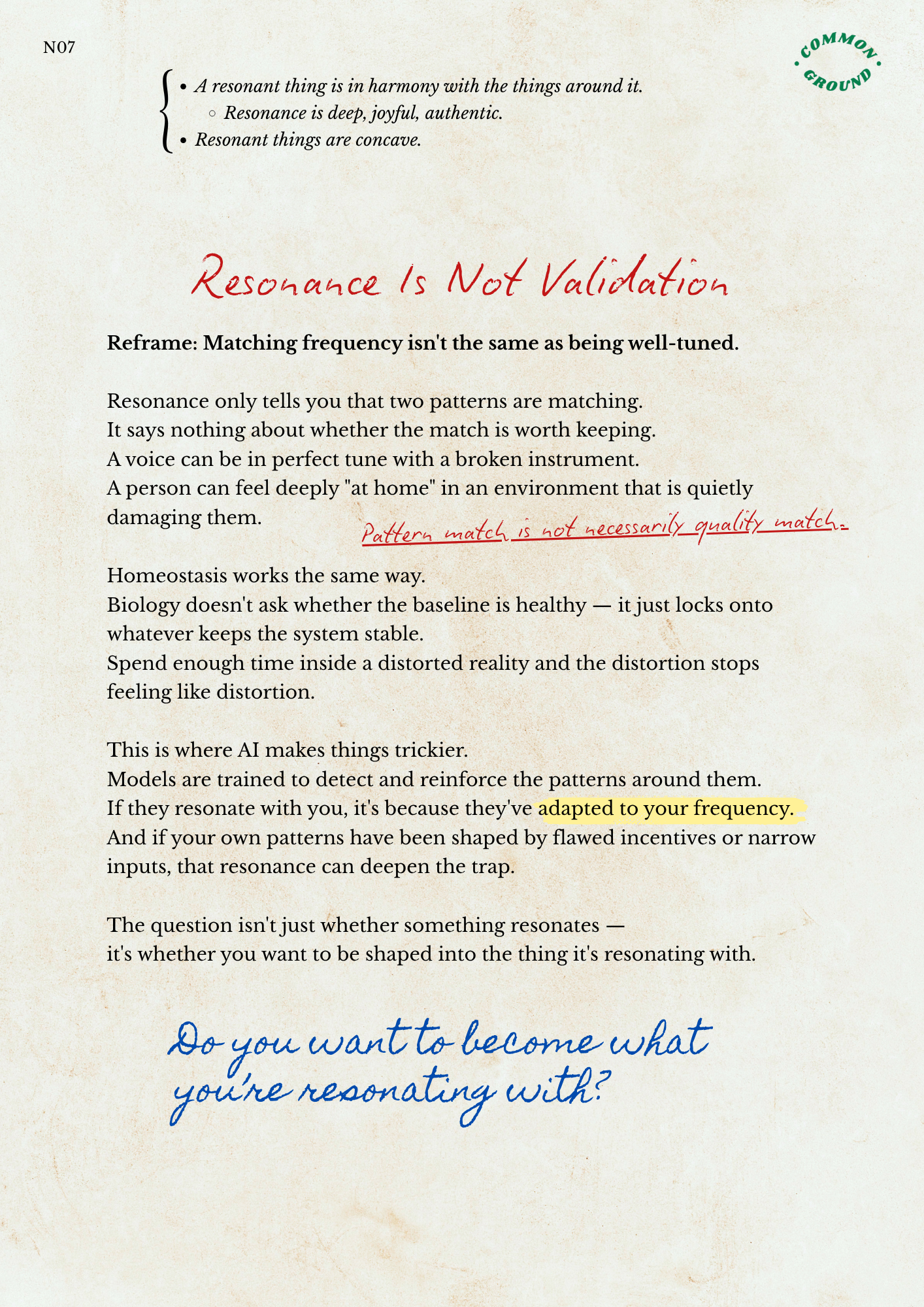 resonance-is-not-validation