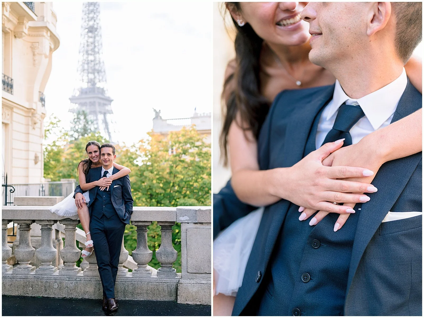 Couple devant la Tour Eiffel.