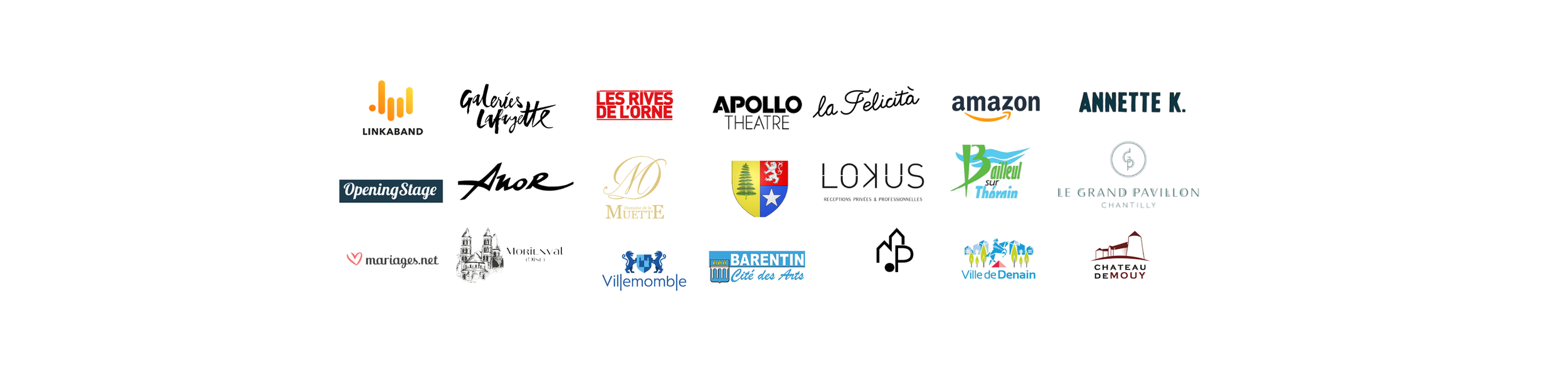 Collection de plusieurs logos de différents organismes et entreprises.