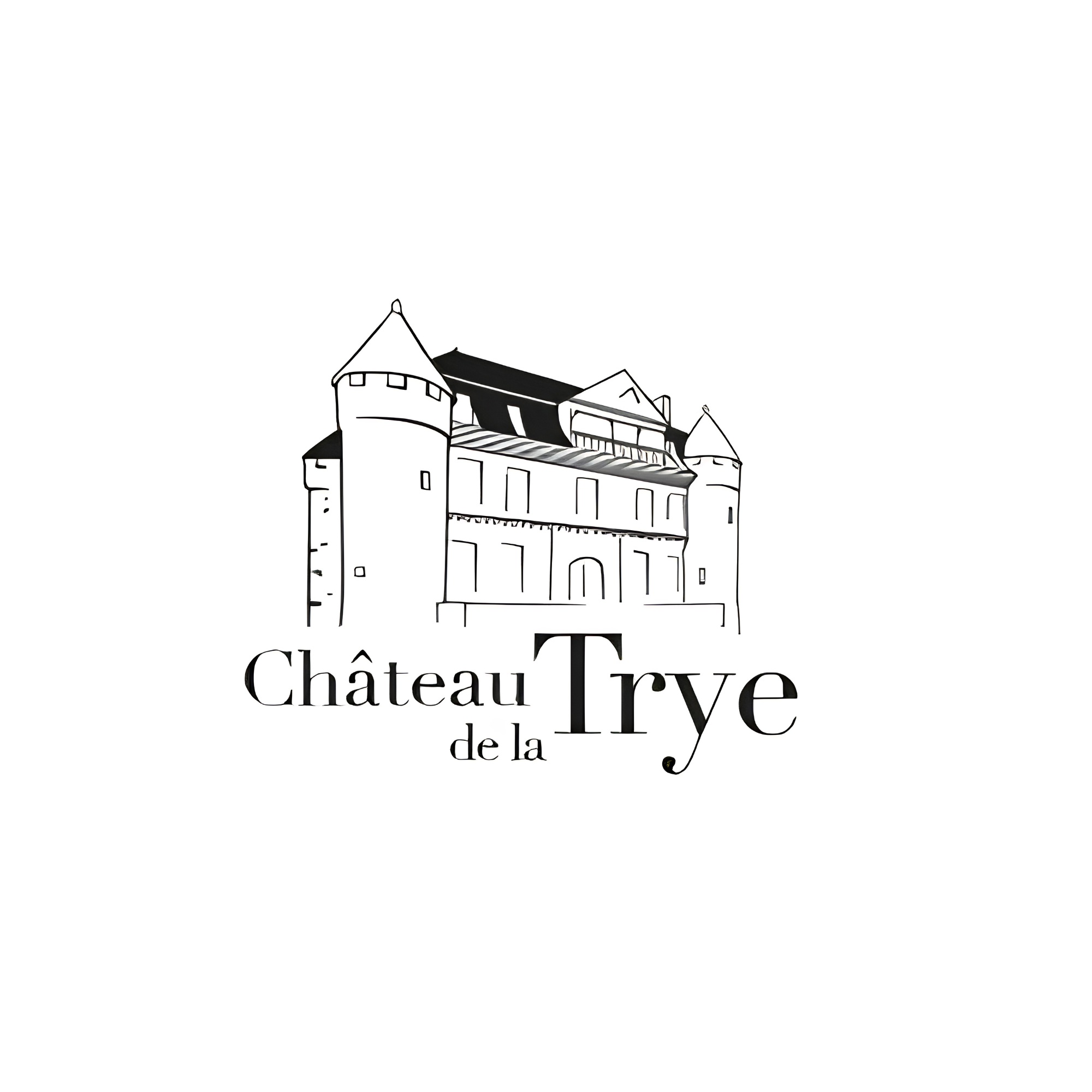 Une illustration en noir et blanc d'un château avec des tours, l'inscription 'Château Trévise' en dessous.