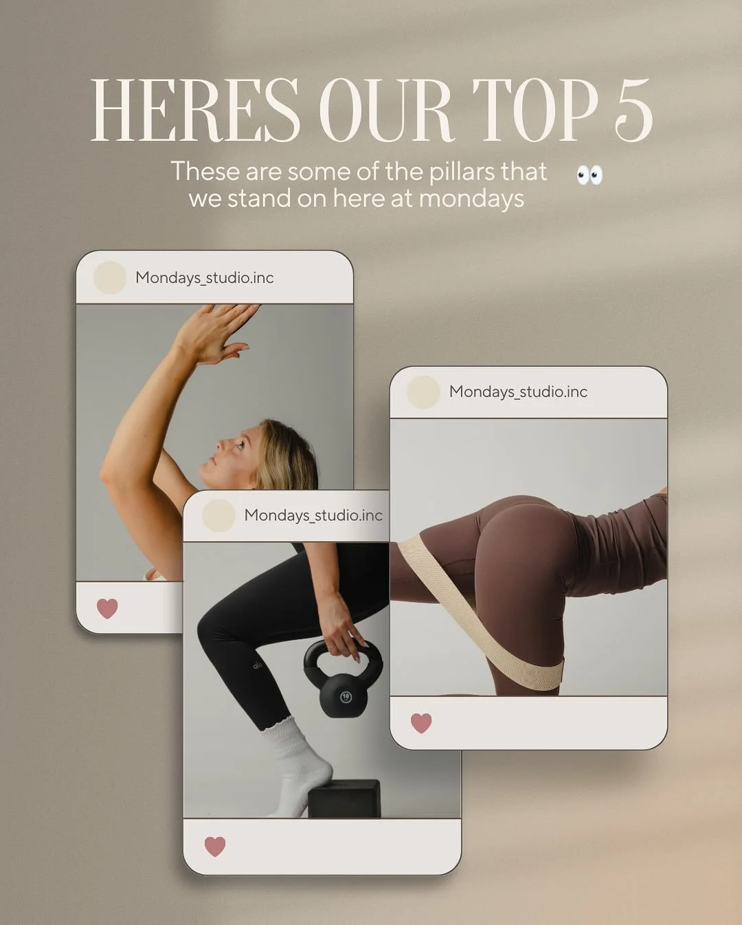 Our pillars of Mondays!
-Balance 
-Collaboration 
-Looking ahead 
-Levels 
-Stretching