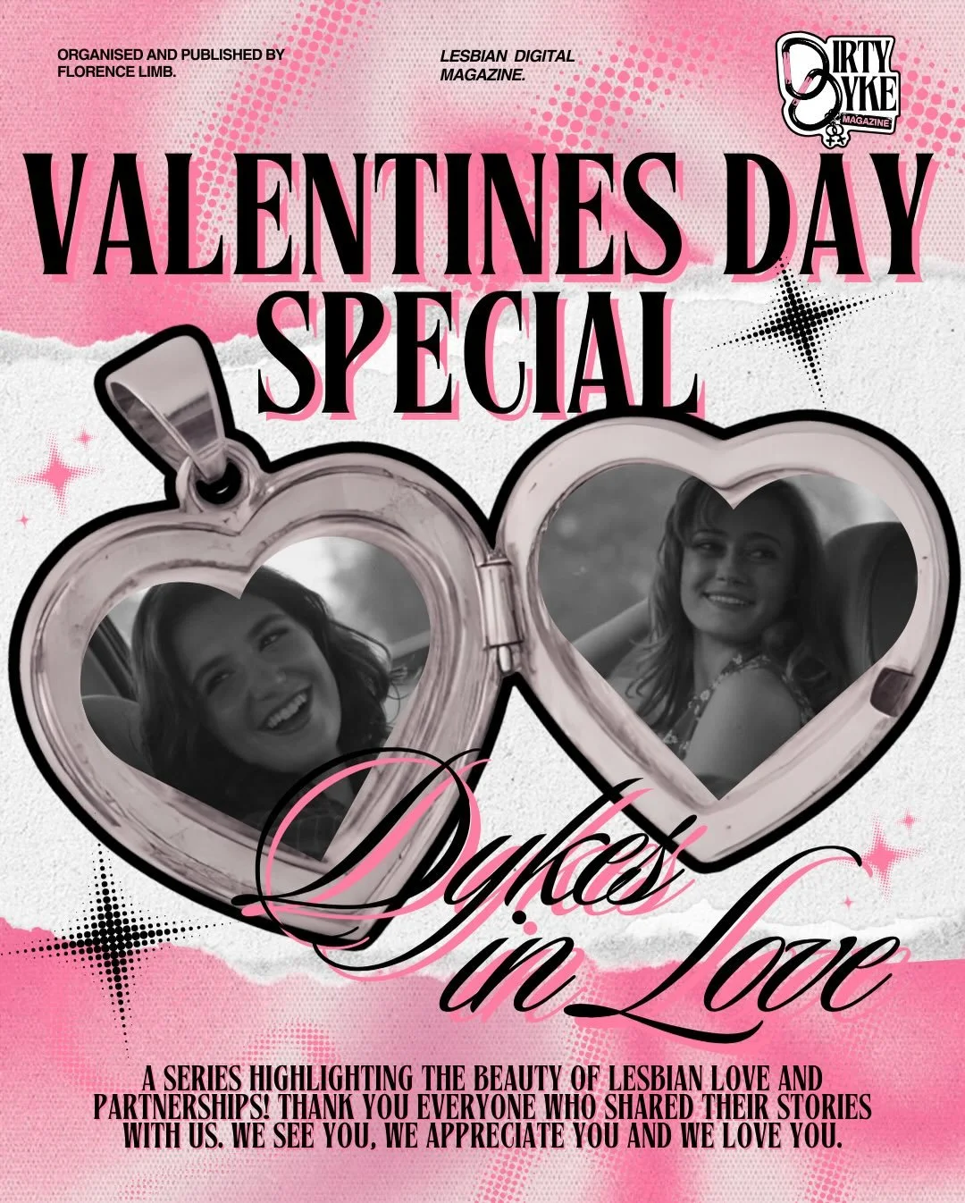 HAPPY VALENTINES DAY FROM THE D!RTY D&Yuml;KE TEAM🌈⭐️🩷✂️

Lesbian love is such a beautiful thing to celebrate! So we thought we&rsquo;d take the time to showcase some relationships and partnerships you guys very kindly took the time to submit. 

BE