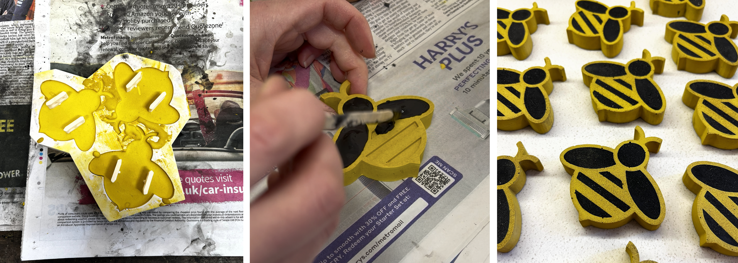 Casting process of jesmonite AC730 bees for art trail