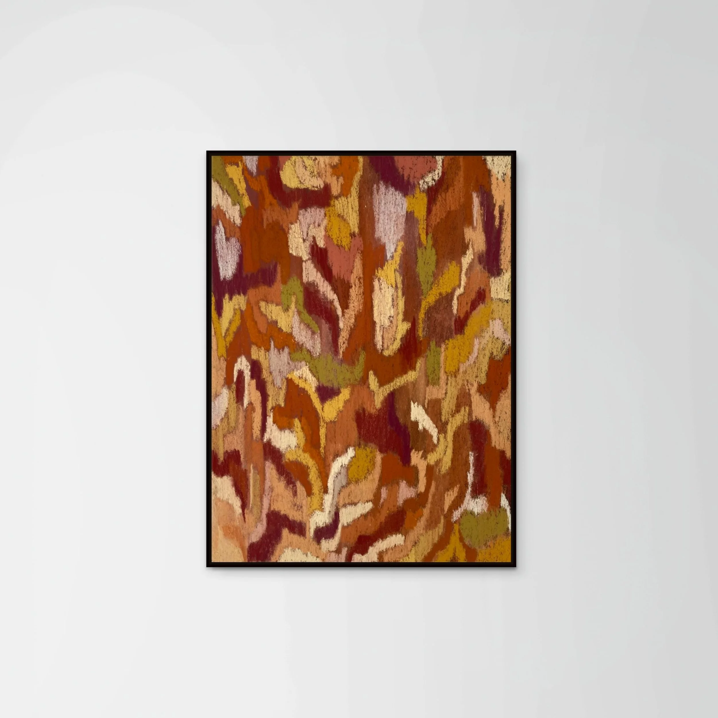 L'Ecorce– Peinture contemporaine beige marron au pastel | Atelier Cléophée, achat œuvre d’art en ligne