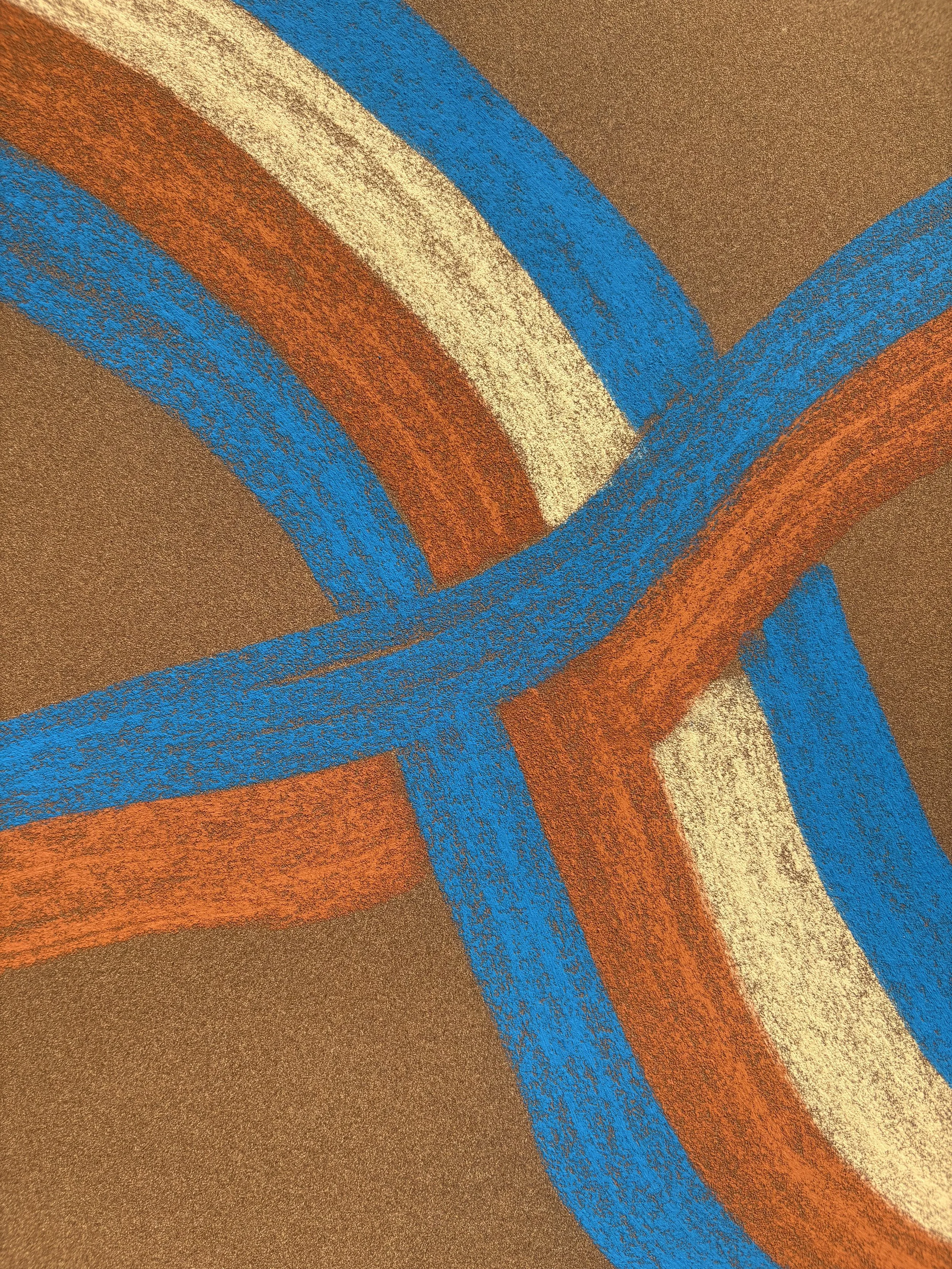 Détail d'une œuvre pastel d'Atelier Cléophée, inspirée par la scénographie Hermès Salone del Mobile 2024