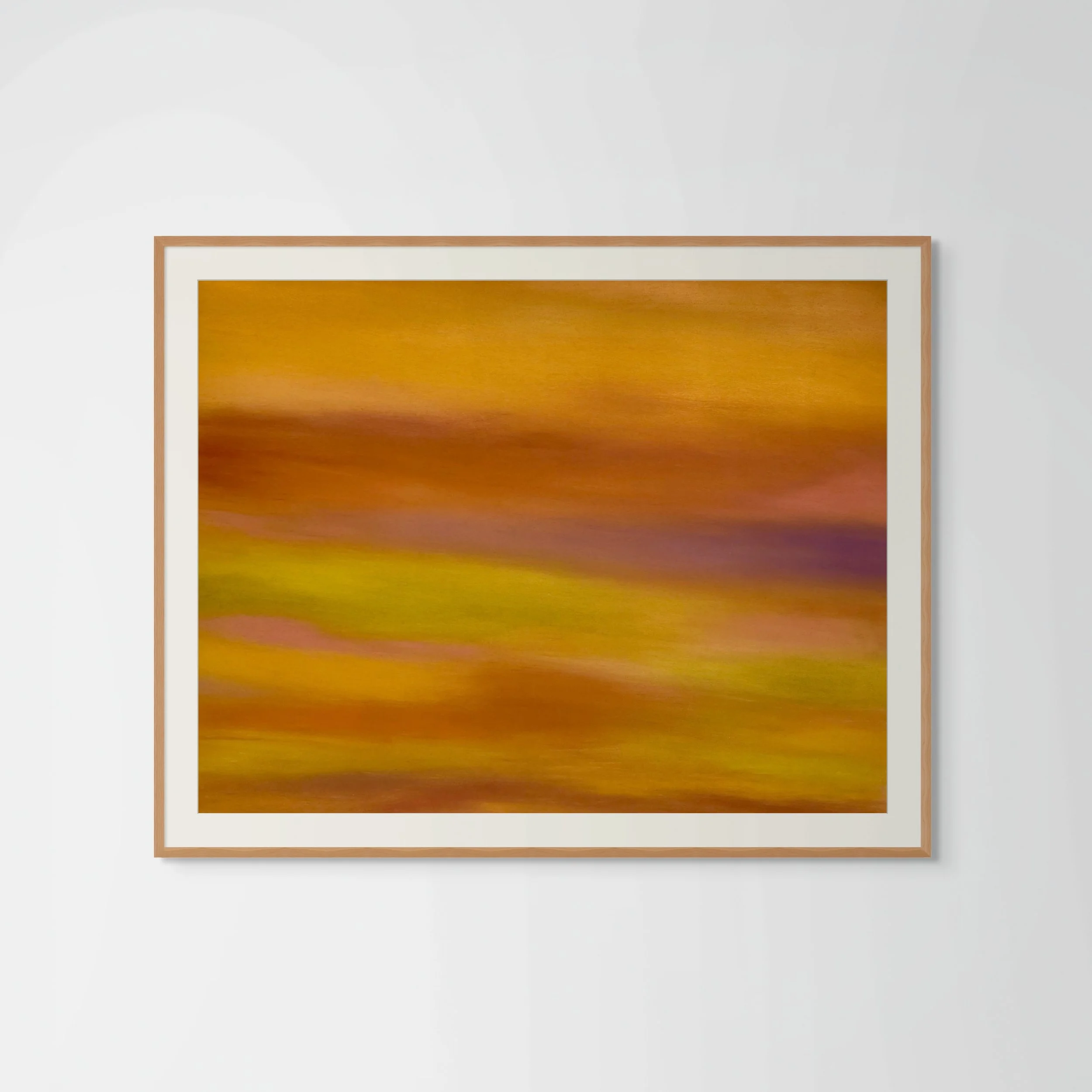 Dessin abstrait au pastel sec représentant un paysage du Luberon – création originale signée Atelier Cléophée
