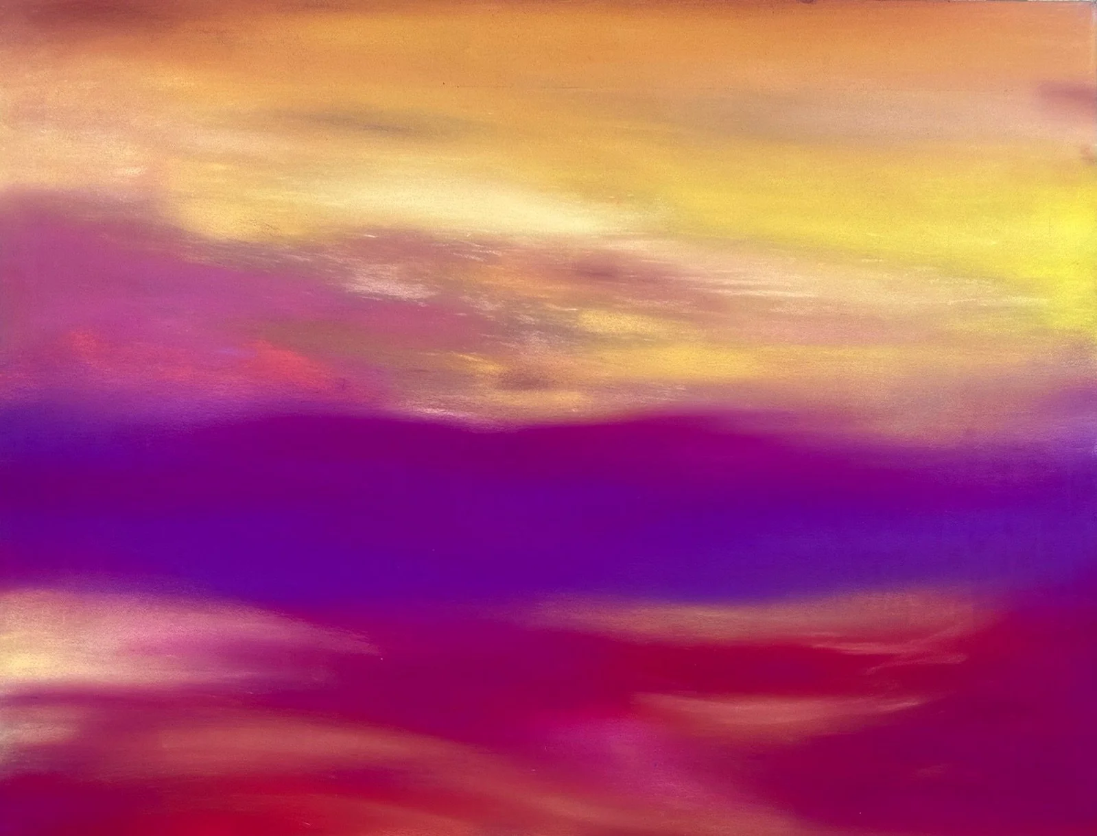 Dessin abstrait au pastel sec inspiré par les paysages californiens – Atelier Cléophée