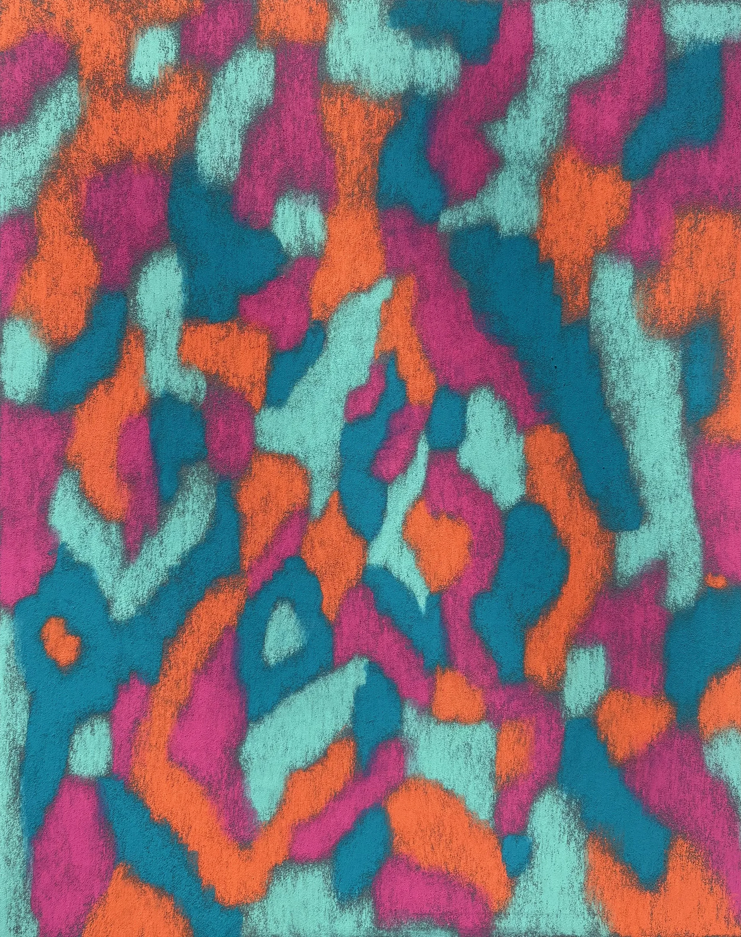 L'Estate II – Détail pastel, peinture contemporaine abstraite | Atelier Cléophée, acheter art contemporain en ligne