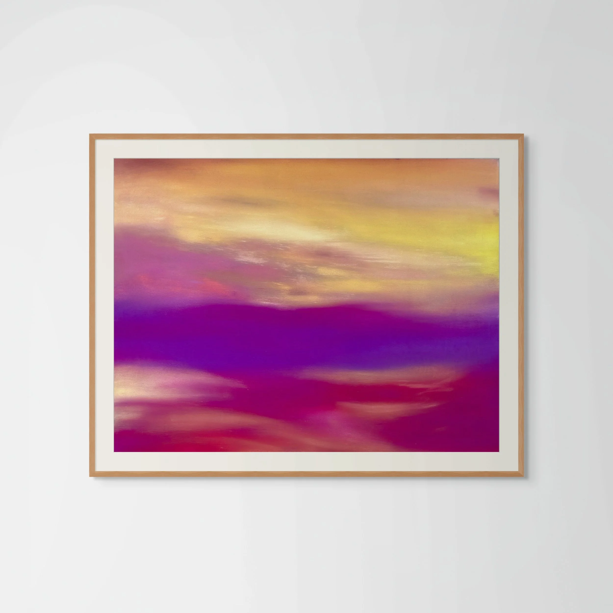 Œuvre abstraite au pastel sec inspirée des paysages californiens – création originale signée Atelier Cléophée