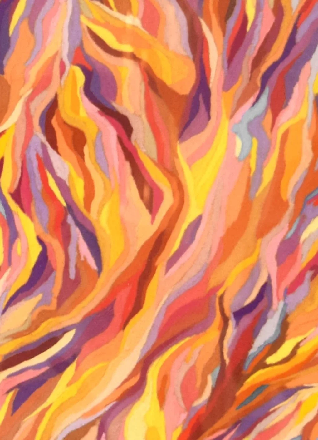 Gros plan sur les détails d’un pastel sec abstrait inspiré du mythe d’Orphée – textures et gestes visibles