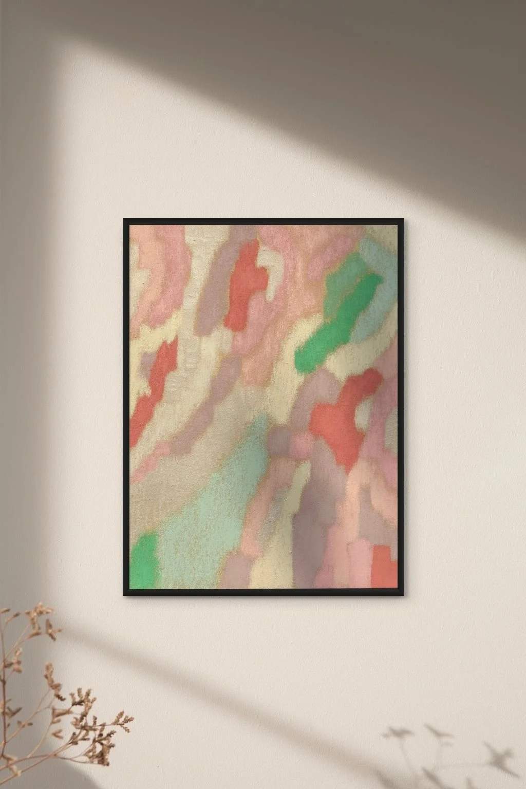 Œuvre murale rose et décorative – Atelier Cléophée