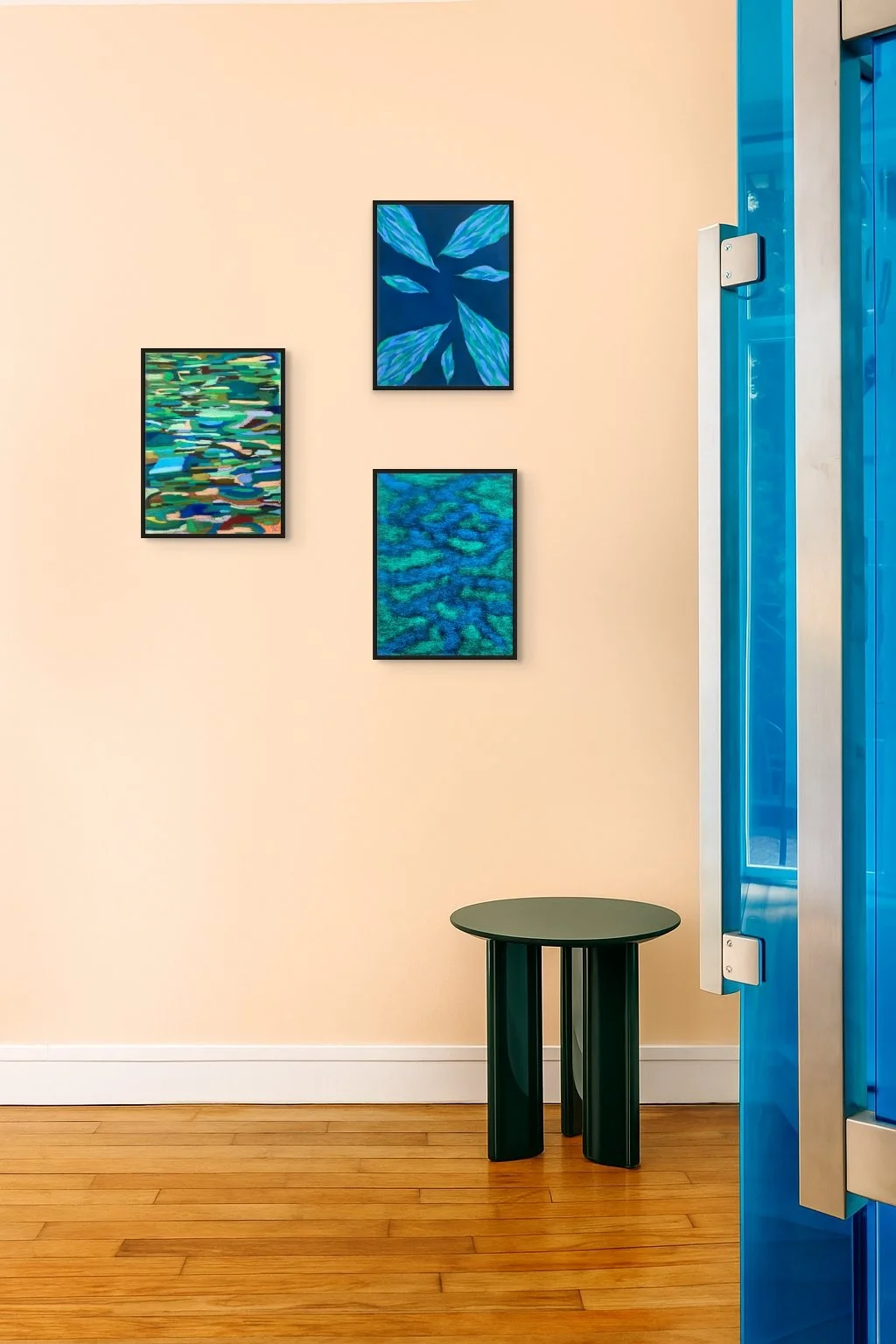 Œuvre abstraite bleue ornementale – Atelier Cléophée
